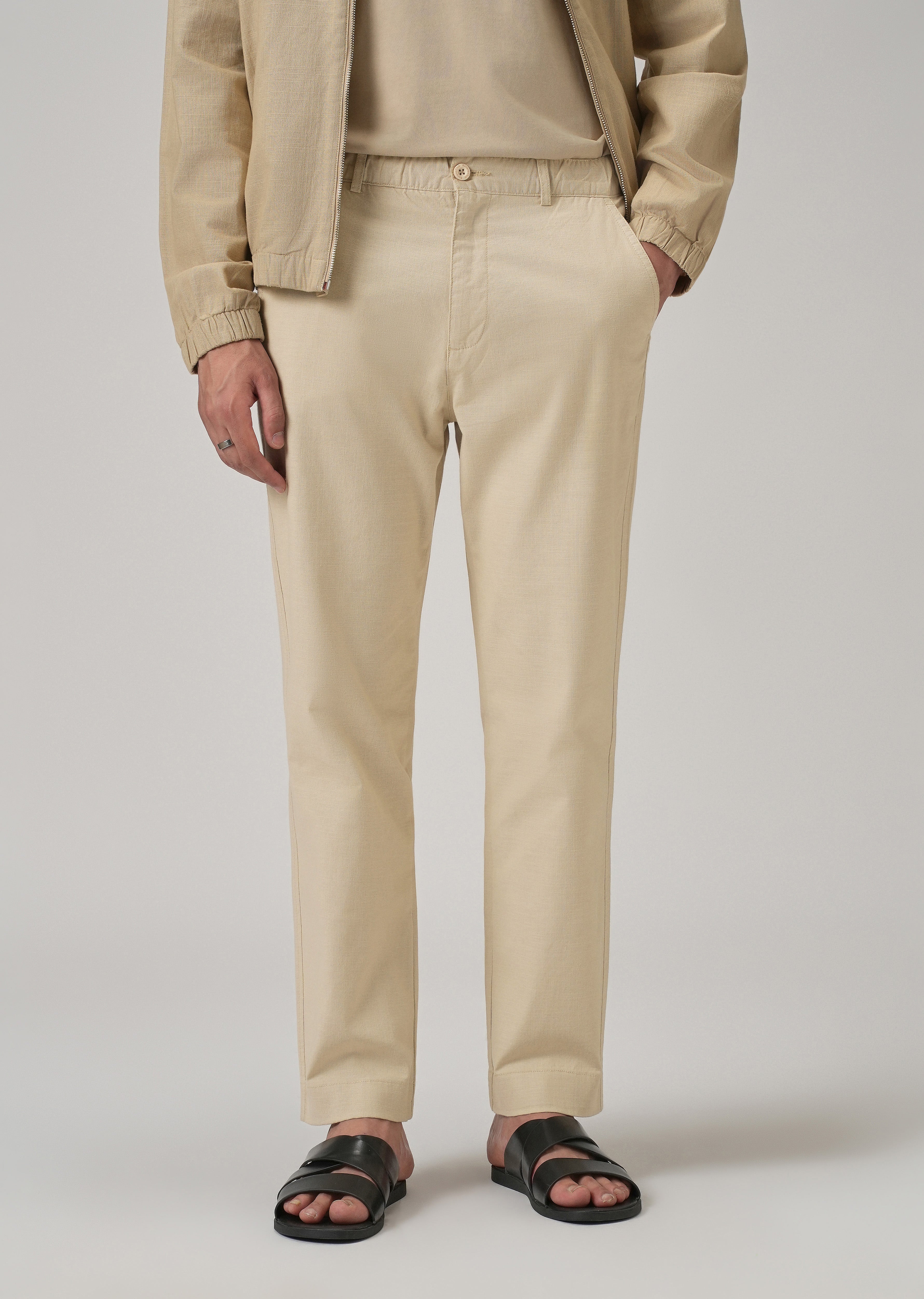 Beige Cotton Trouser