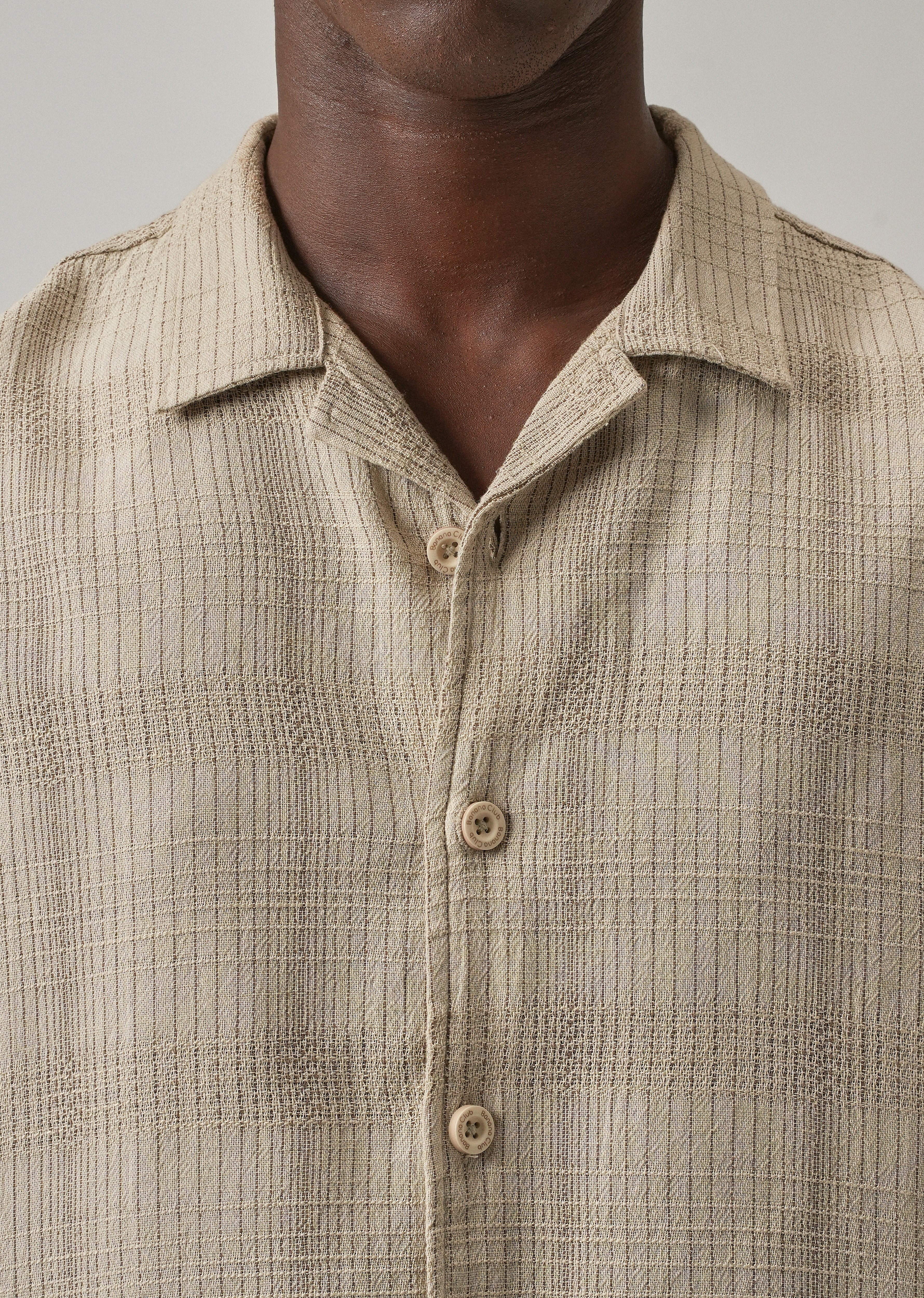 Beige Open Weave Cotton Shirt