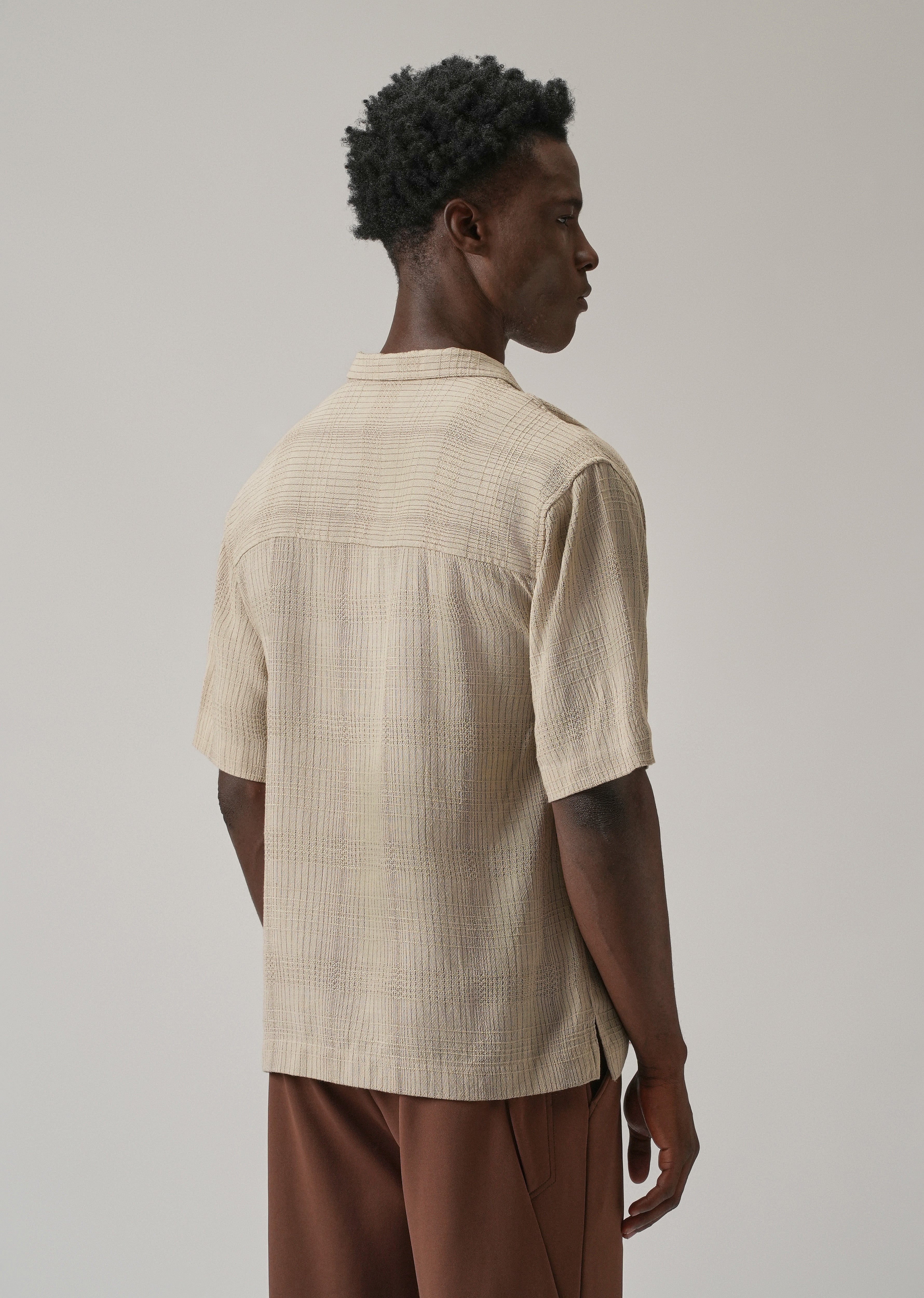 Beige Open Weave Cotton Shirt