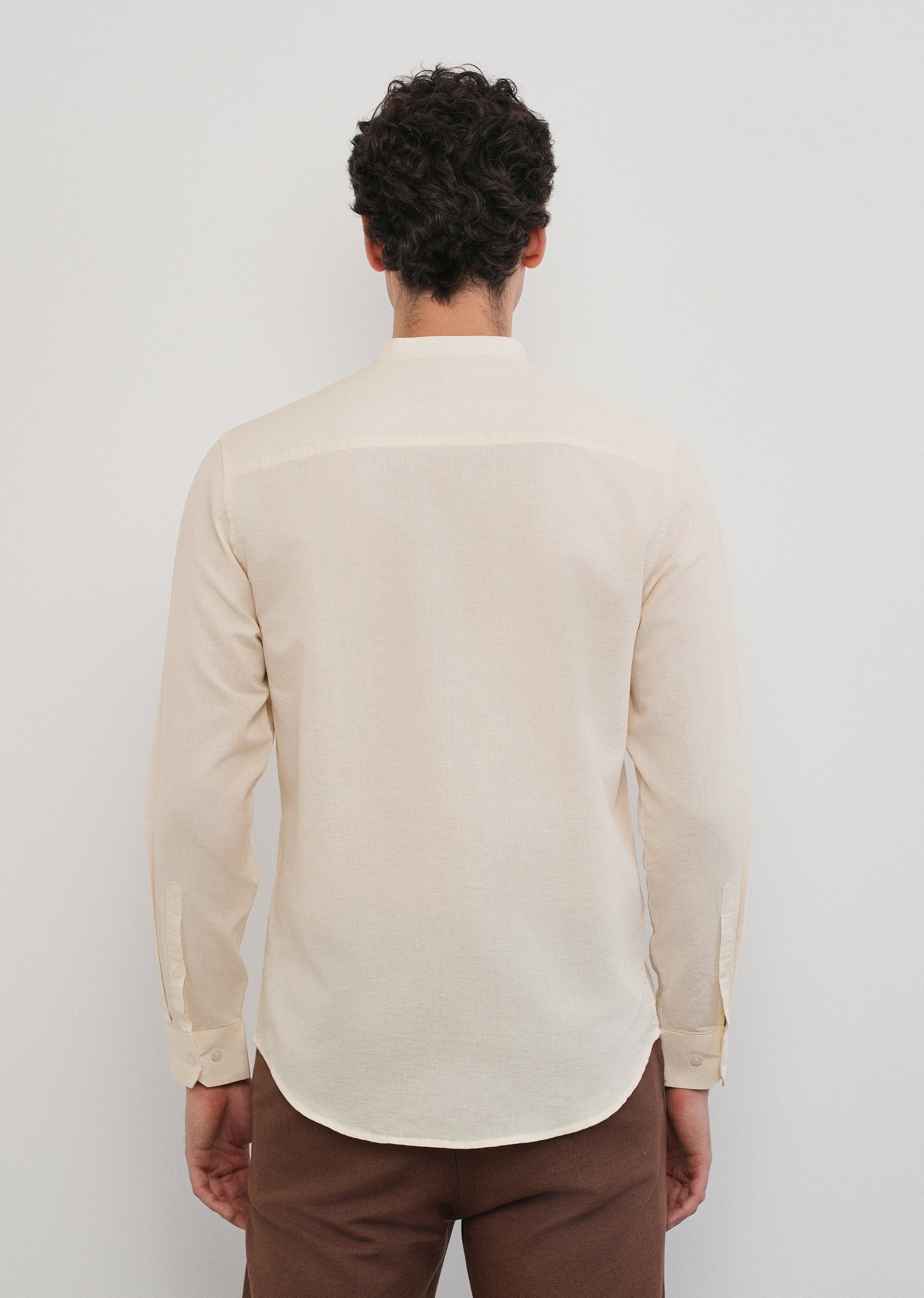 Beige Panel Embroidery Shirt