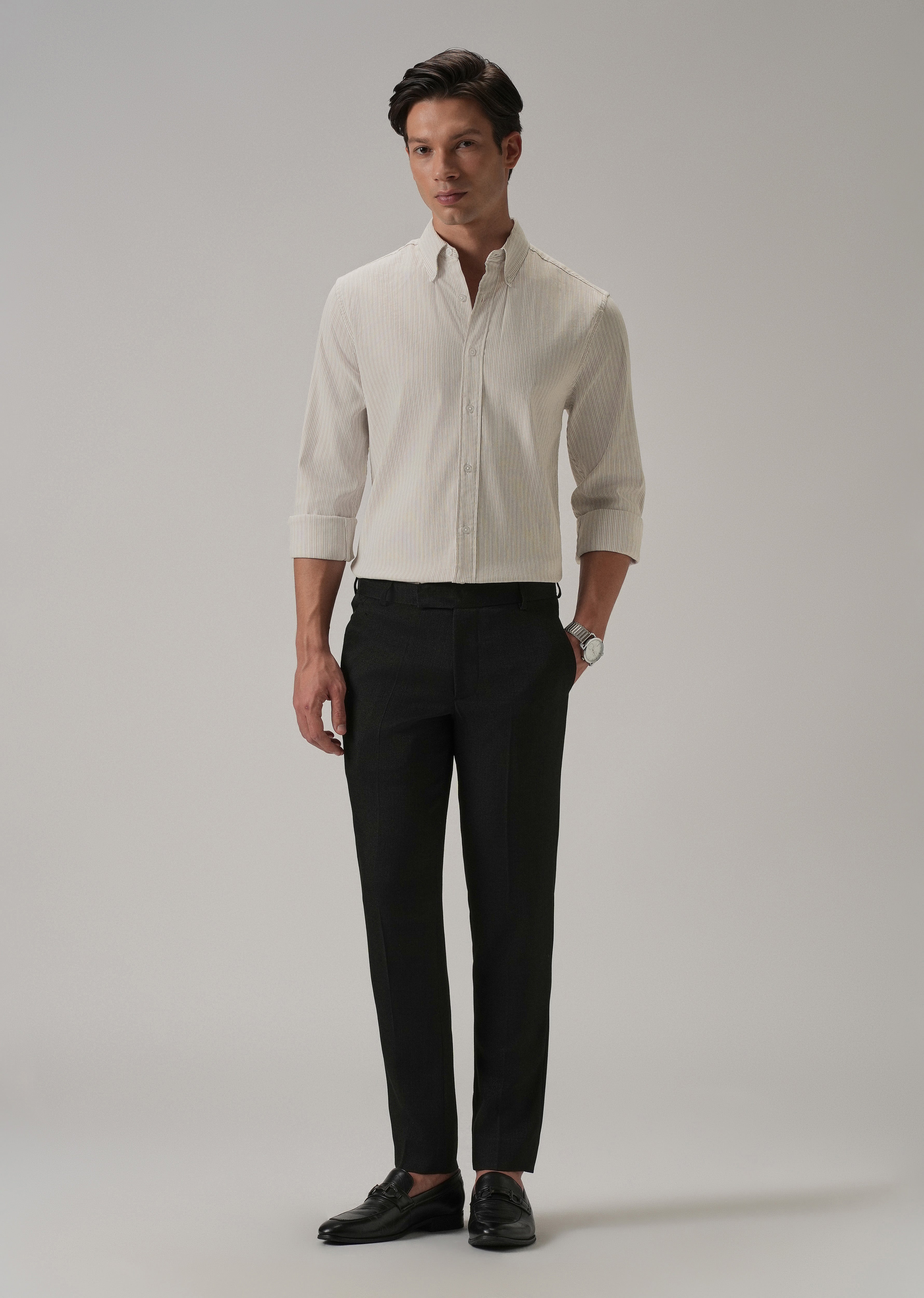 Beige Pinstripe Shirt