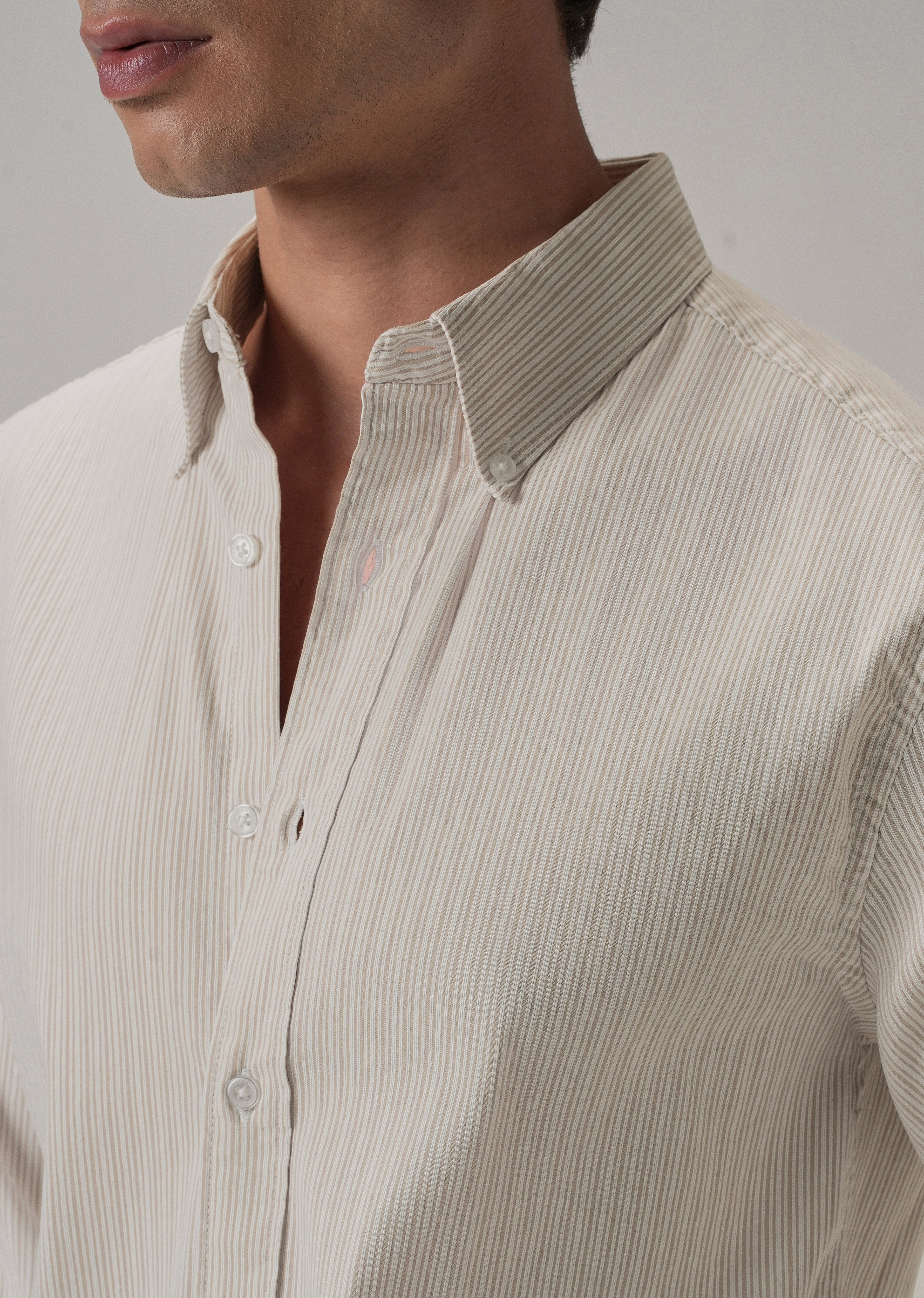 Beige Pinstripe Shirt