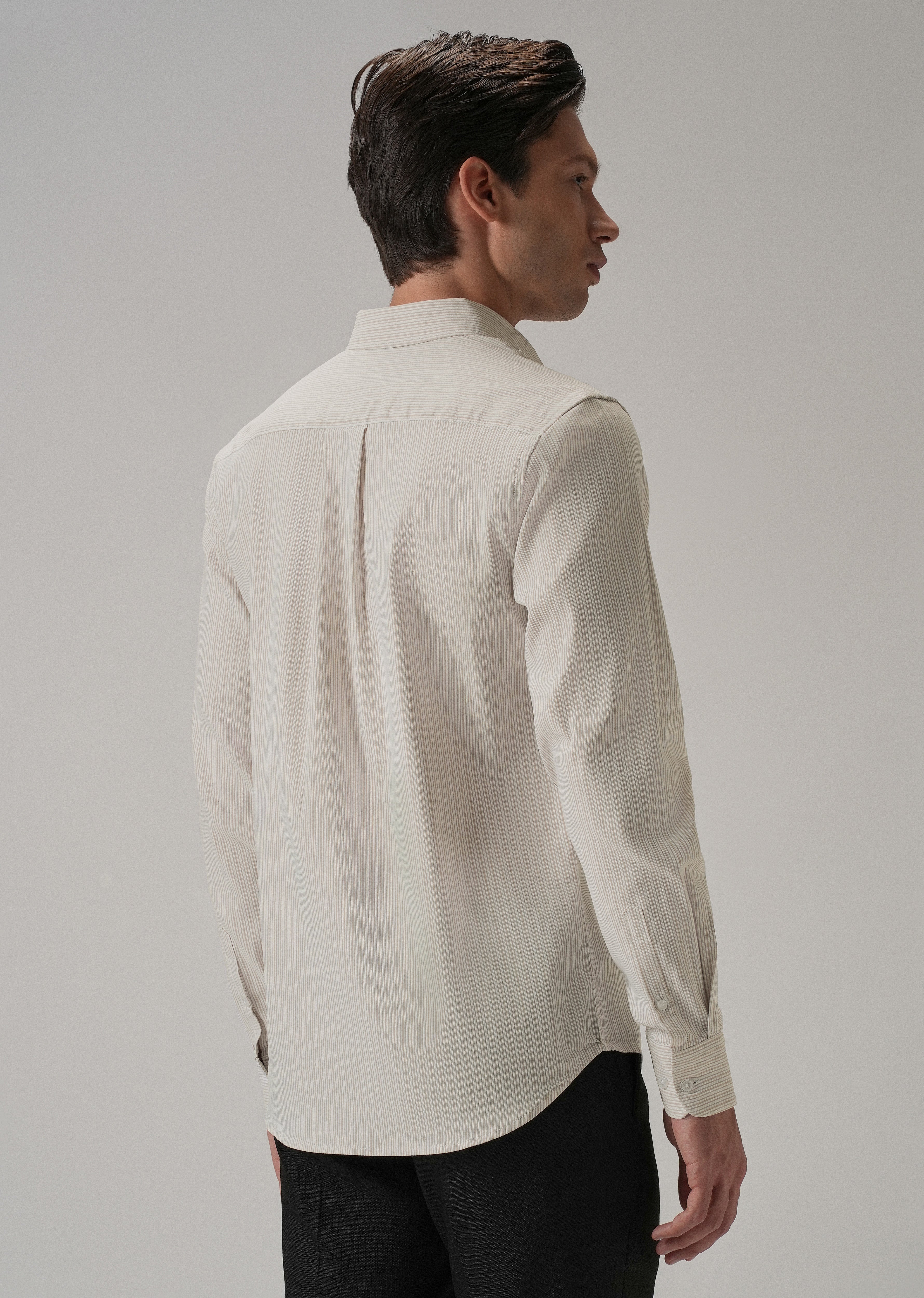 Beige Pinstripe Shirt
