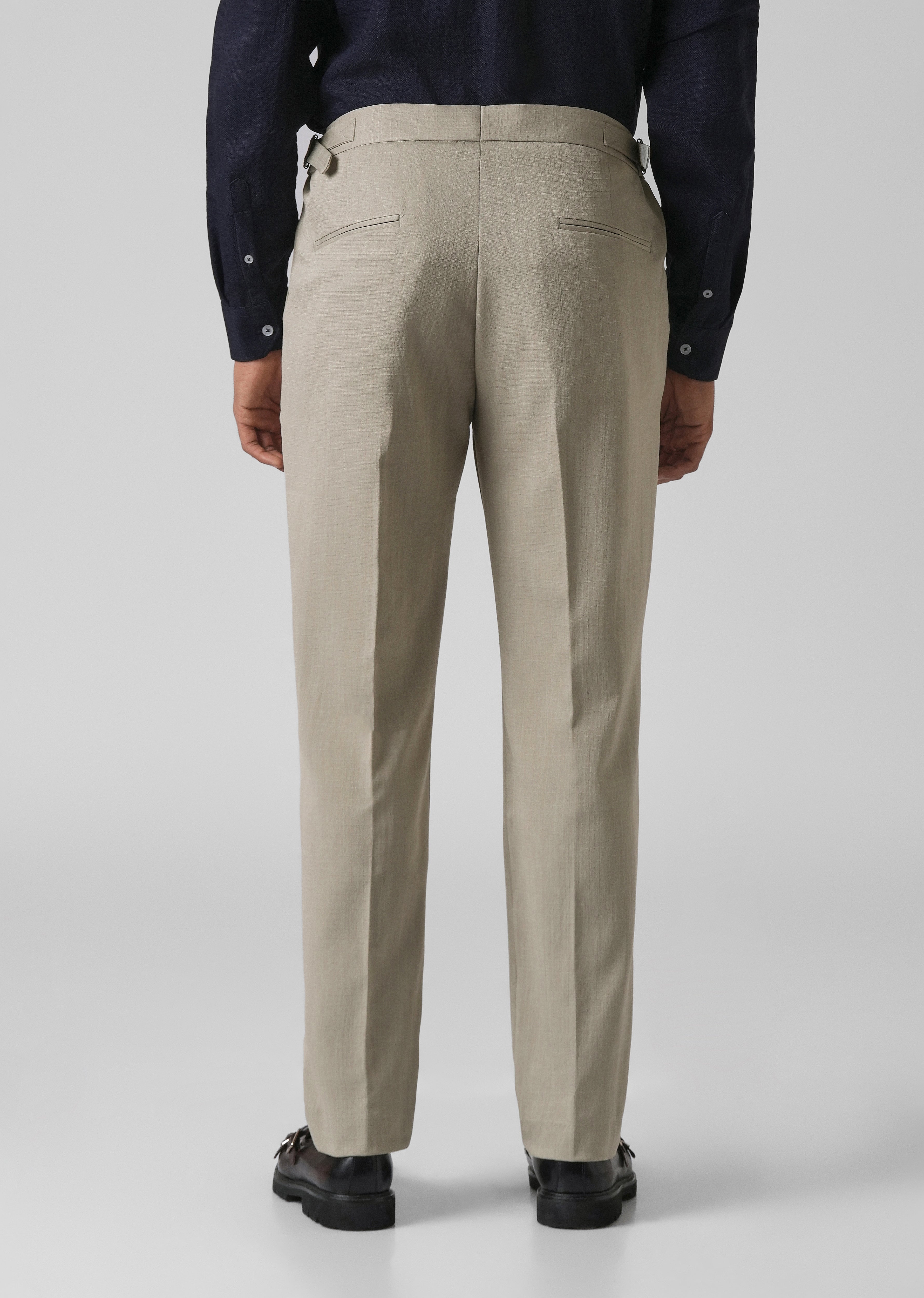 Beige Pleated Gurkha Pant