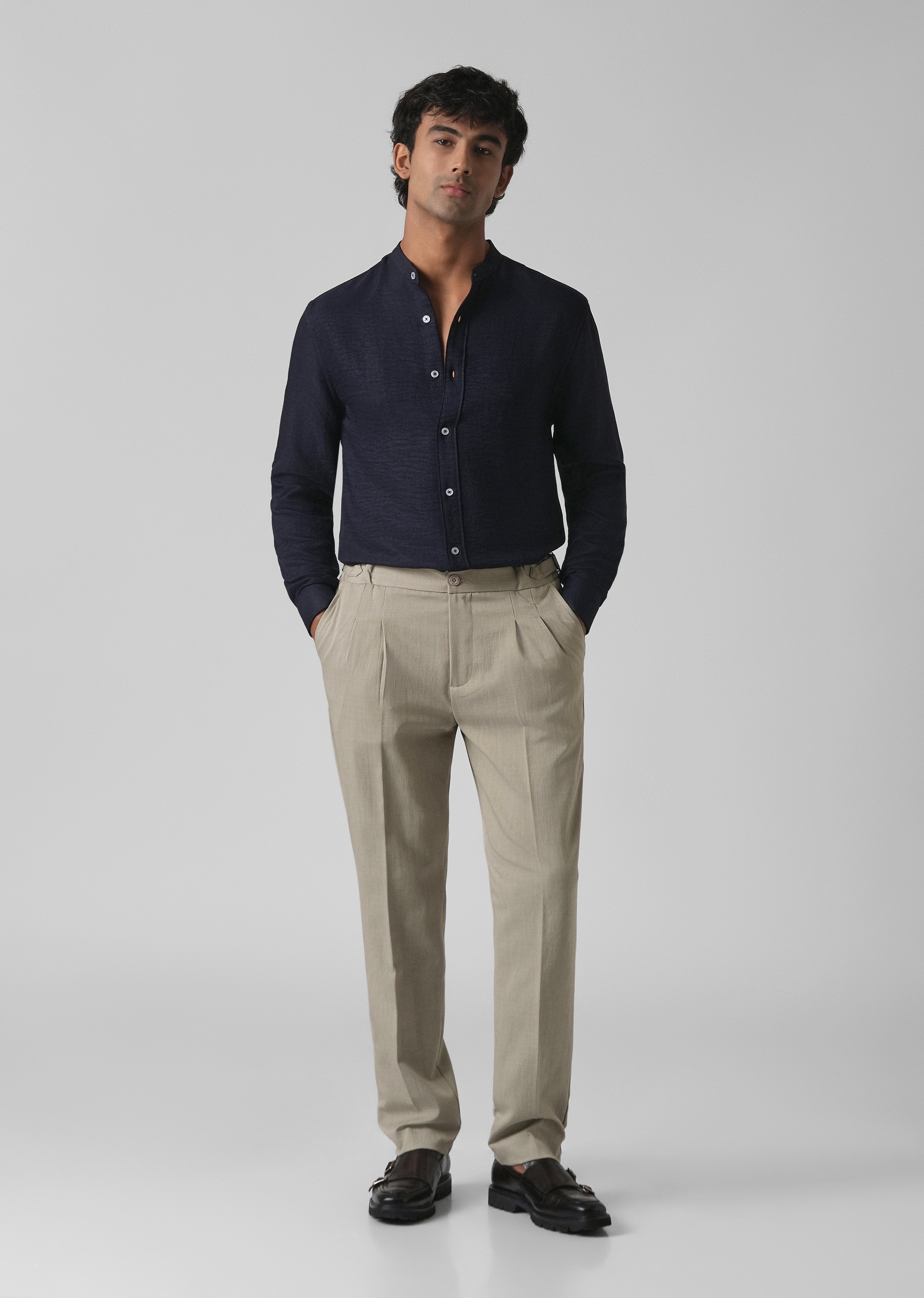 Beige Pleated Gurkha Pant