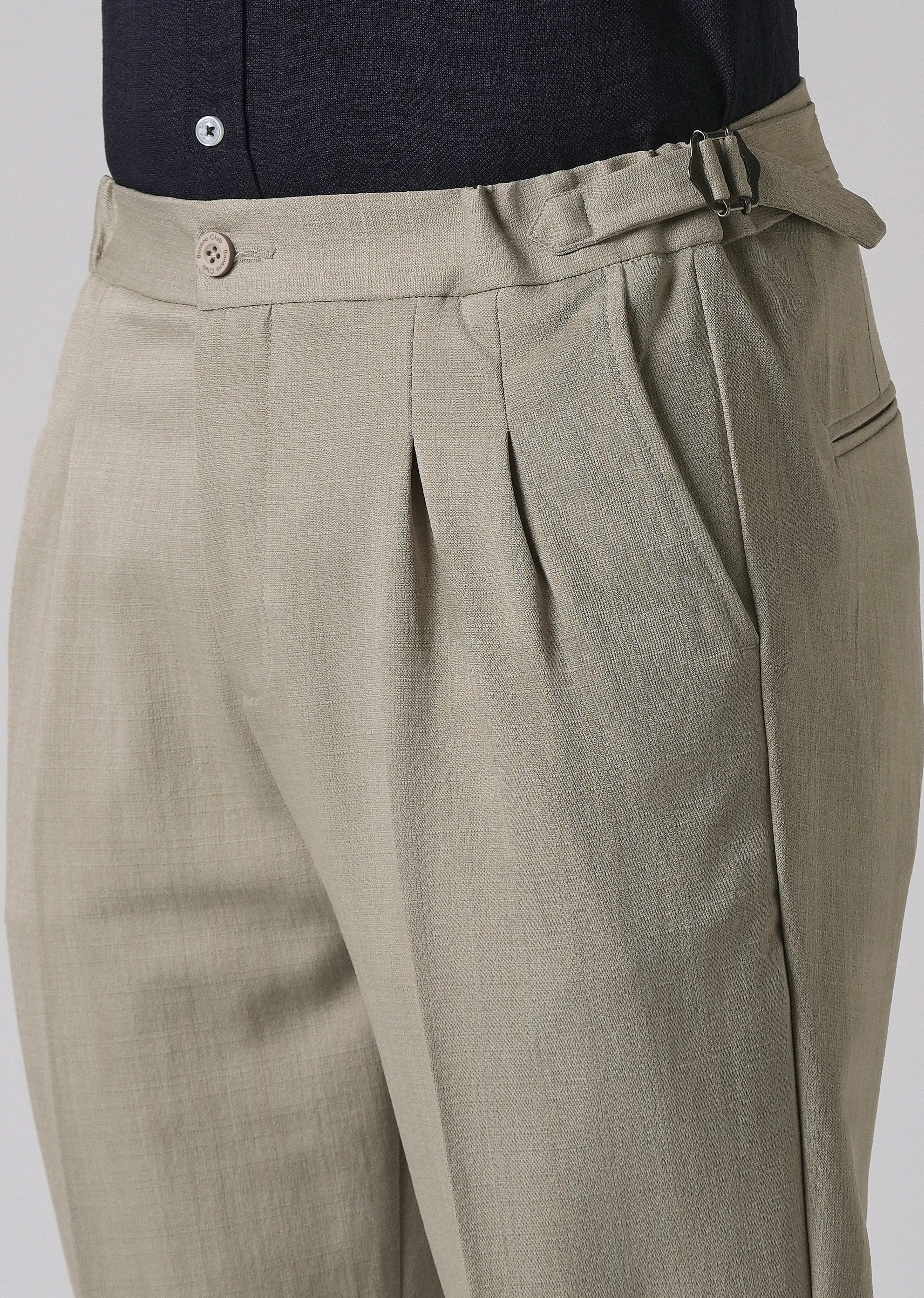 Beige Pleated Gurkha Pant