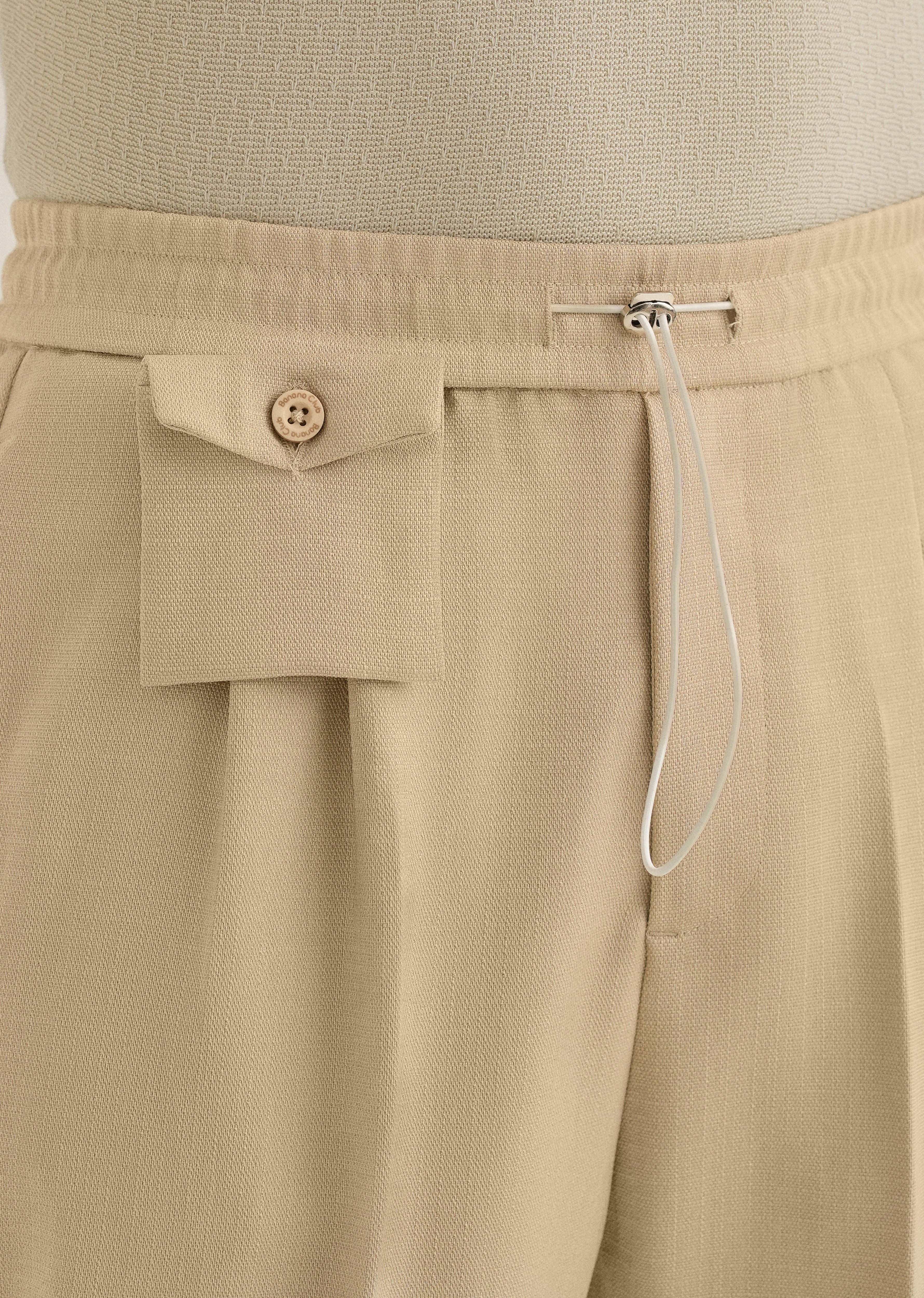 Beige Pleated Korean Pant