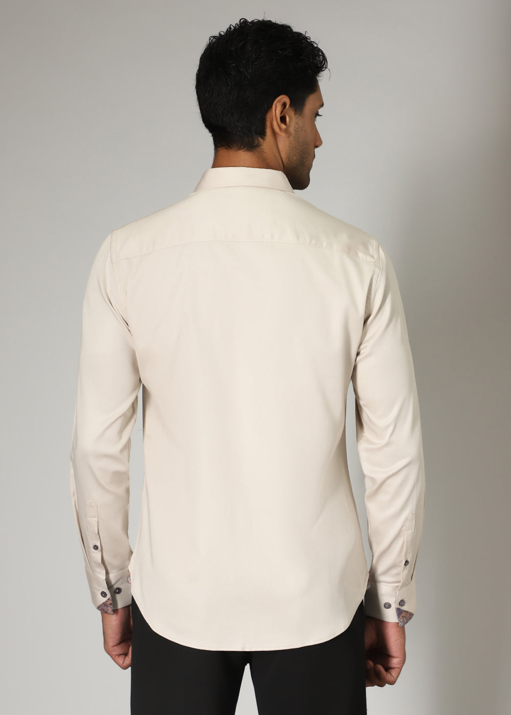 Beige Printed Cuff Shirt