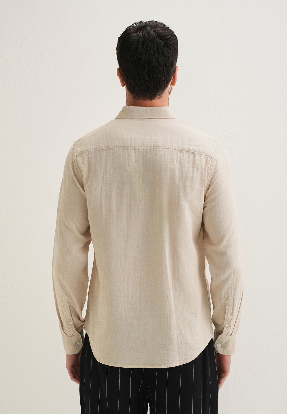 Beige Plain Pure Cotton Shirt