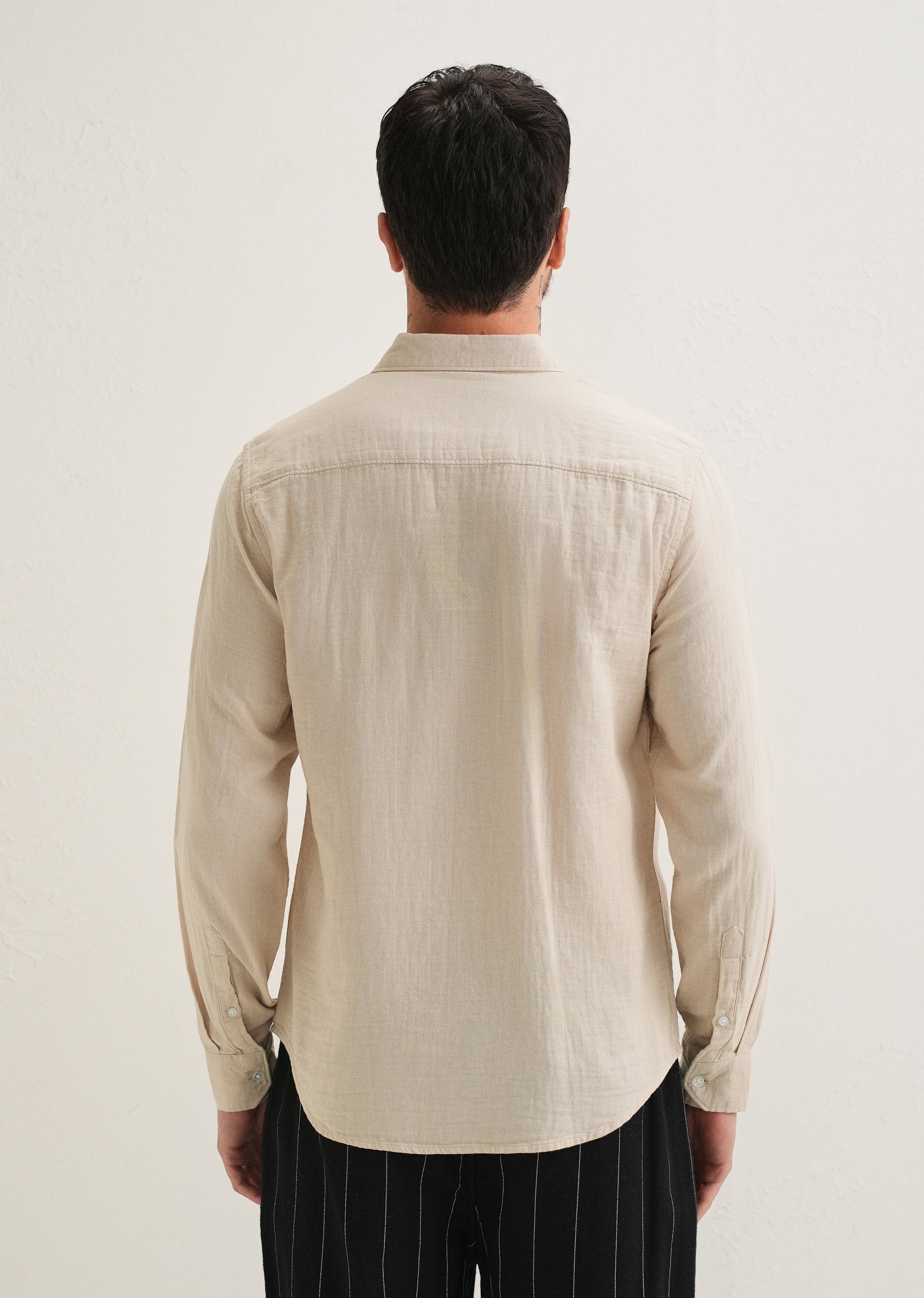 Beige Pure Cotton Stitchless Placket Shirt