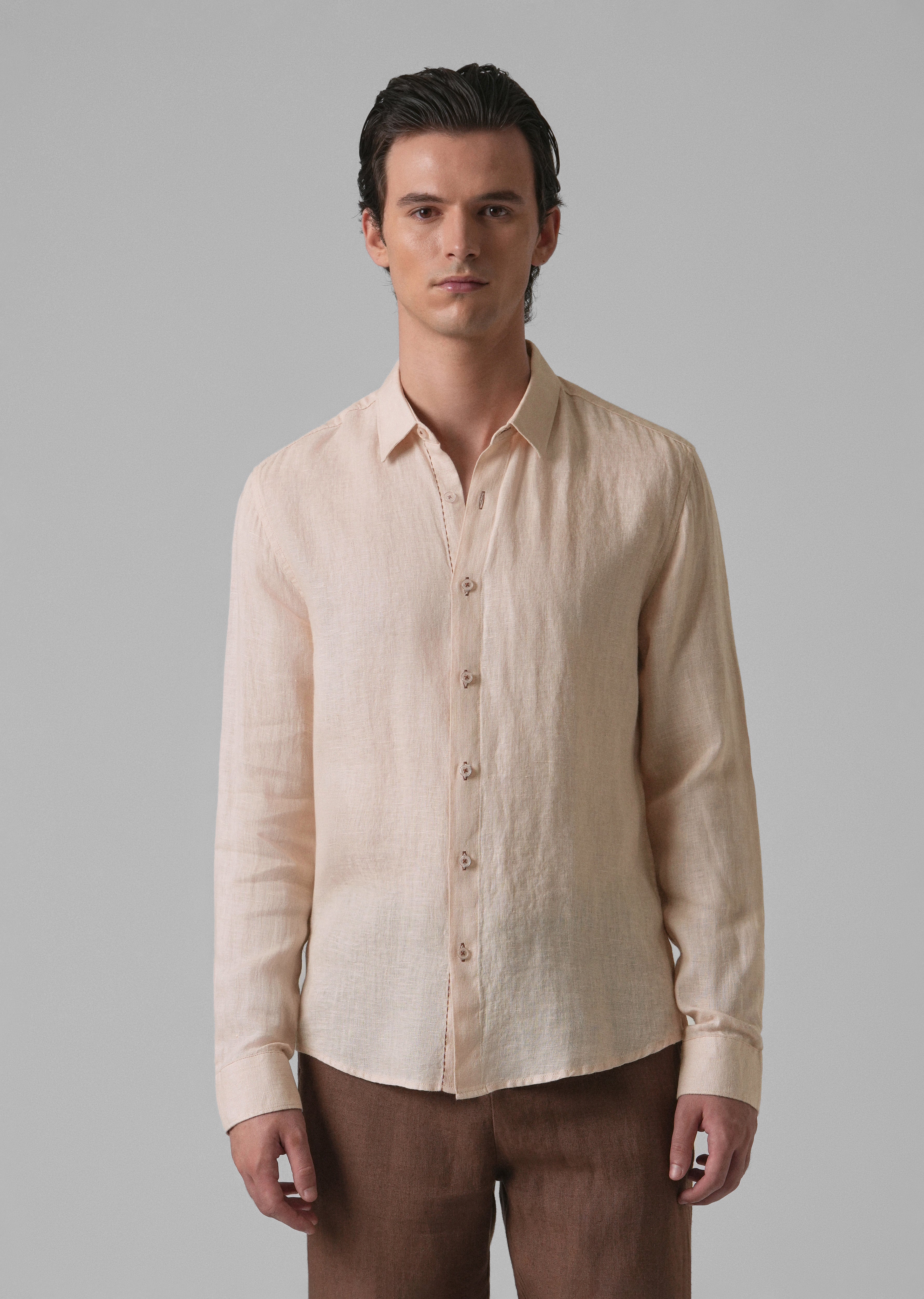 Beige Pure Linen Shirt