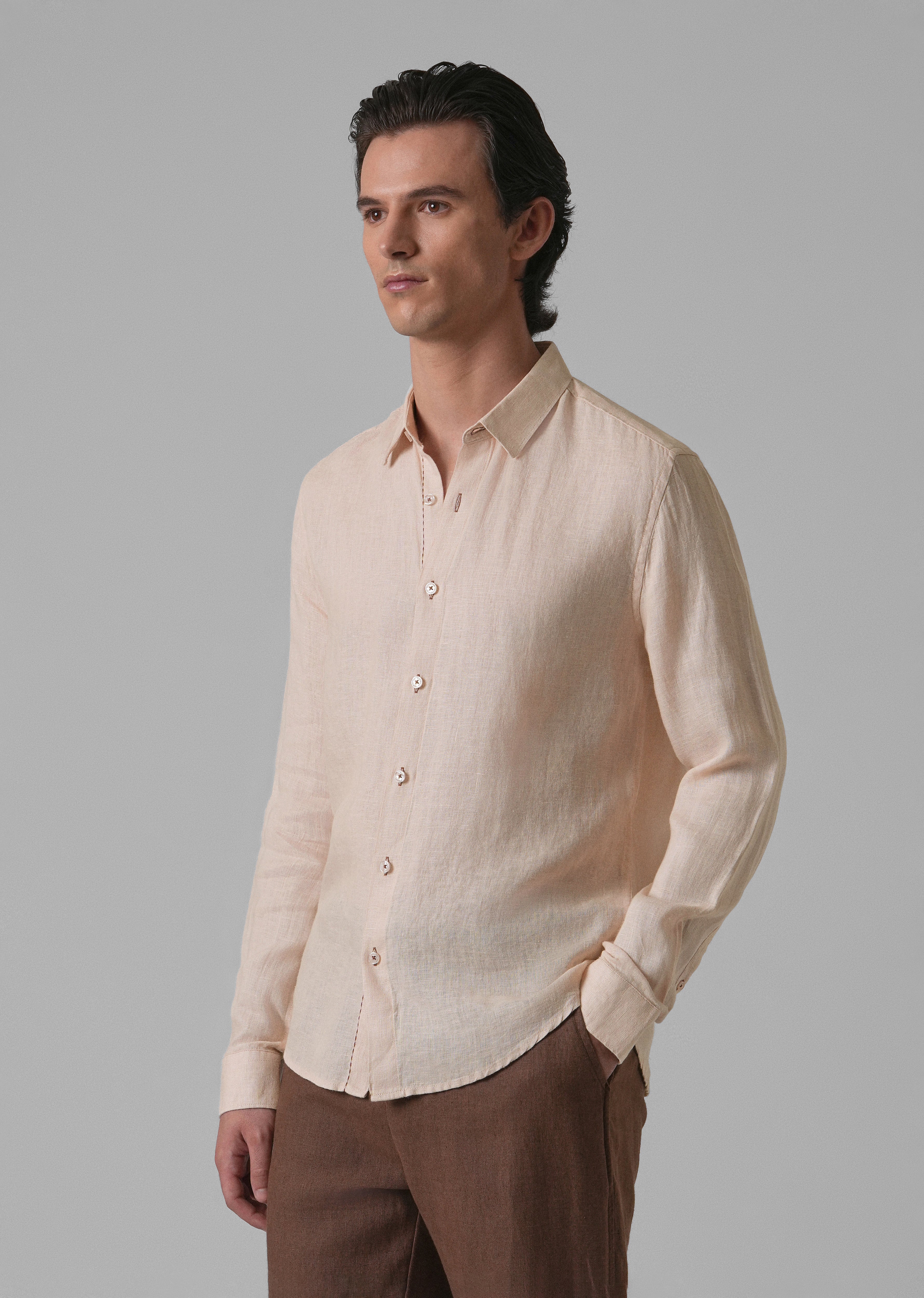 Beige Pure Linen Shirt