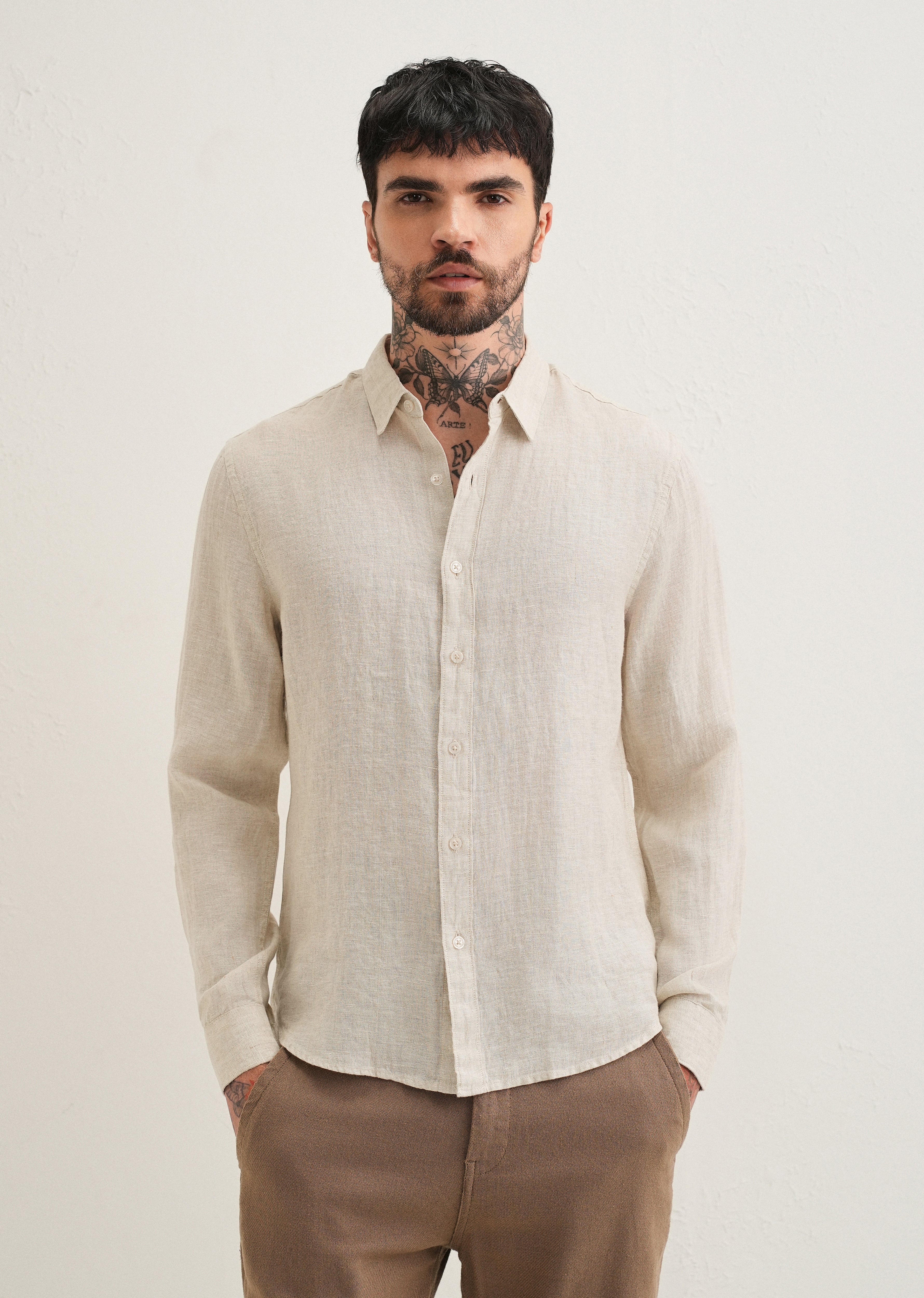 Light Beige Pure Linen Shirt