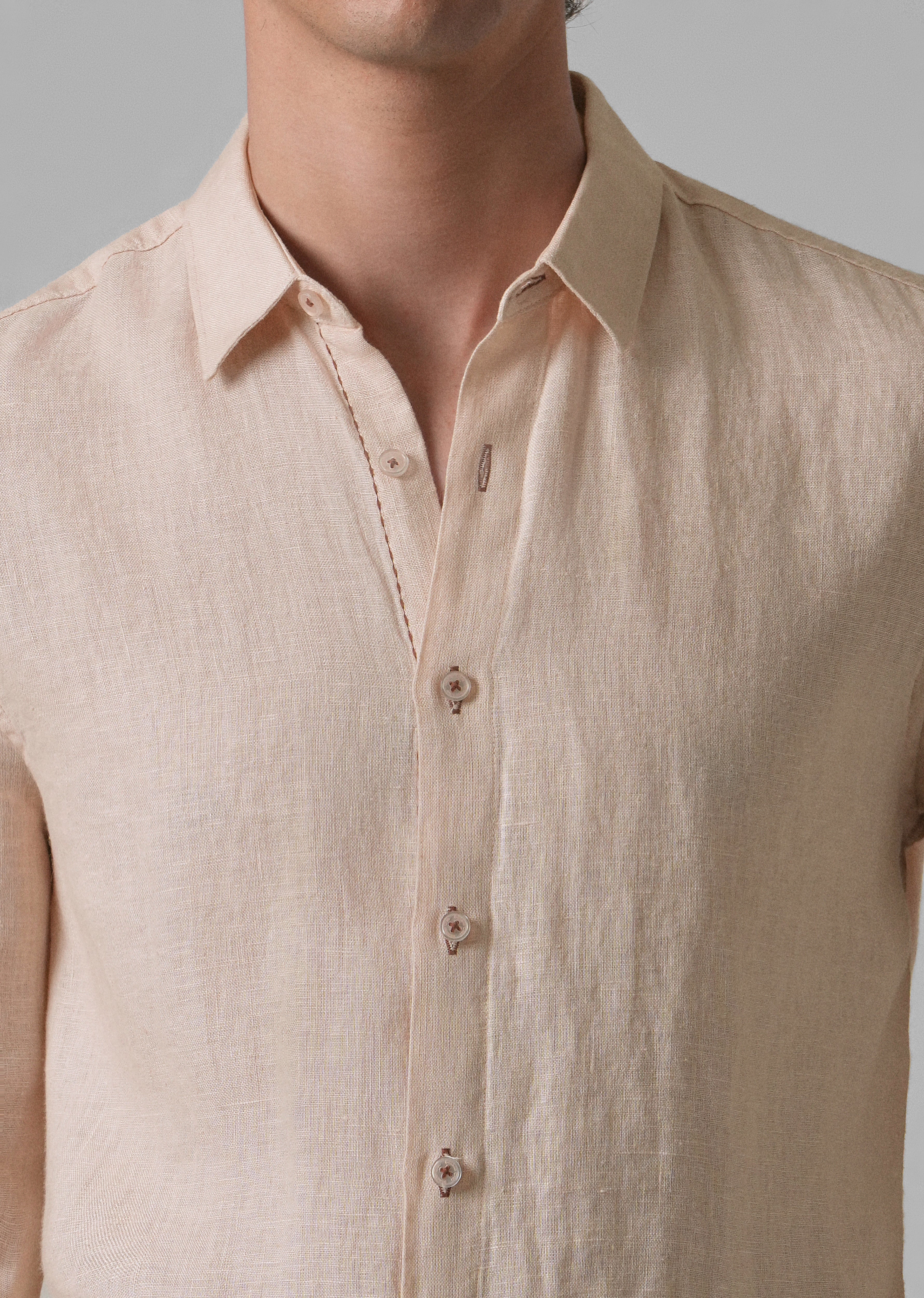 Beige Pure Linen Shirt