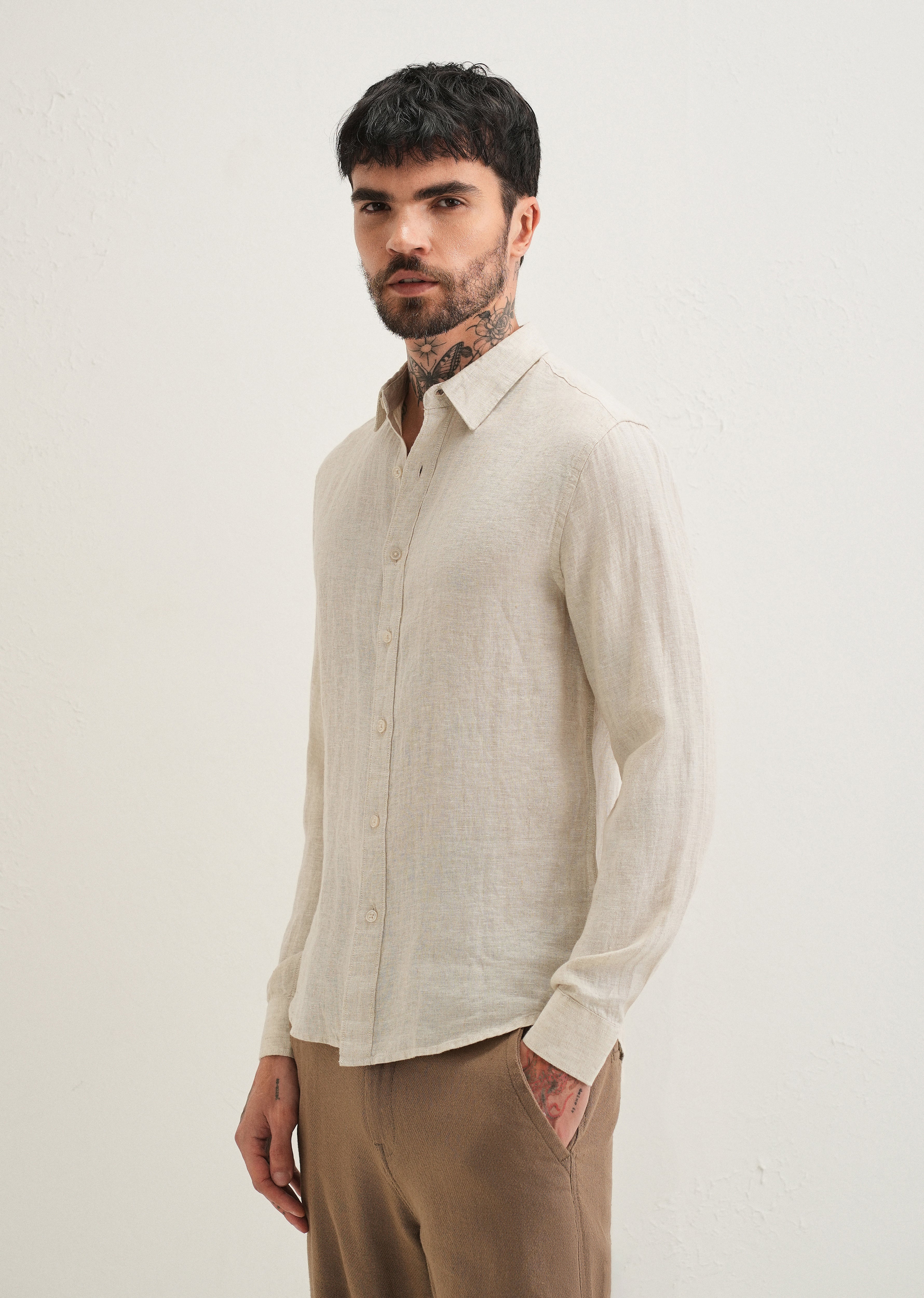 Light Beige Pure Linen Shirt