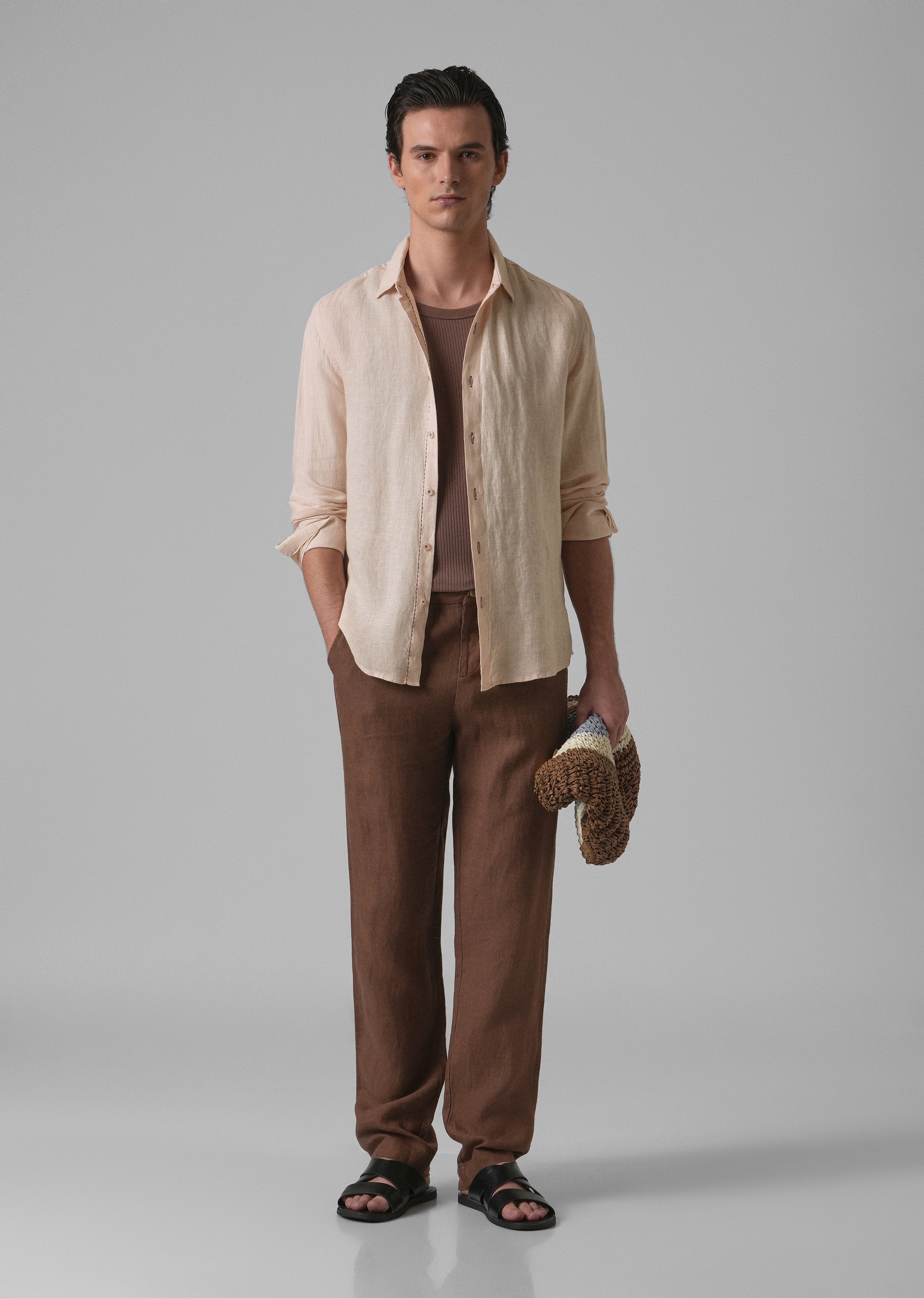 Beige Pure Linen Shirt