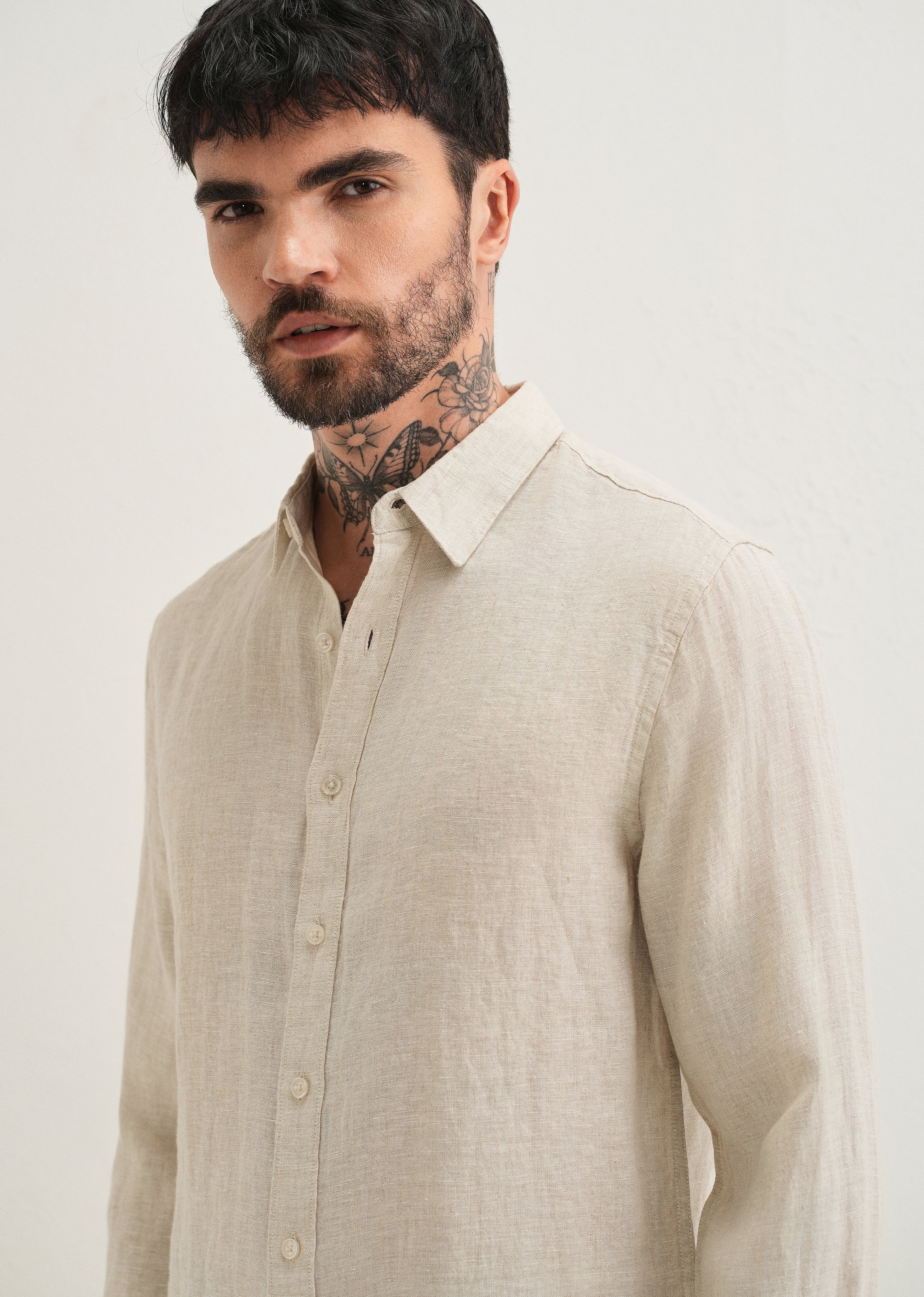 Light Beige Pure Linen Shirt