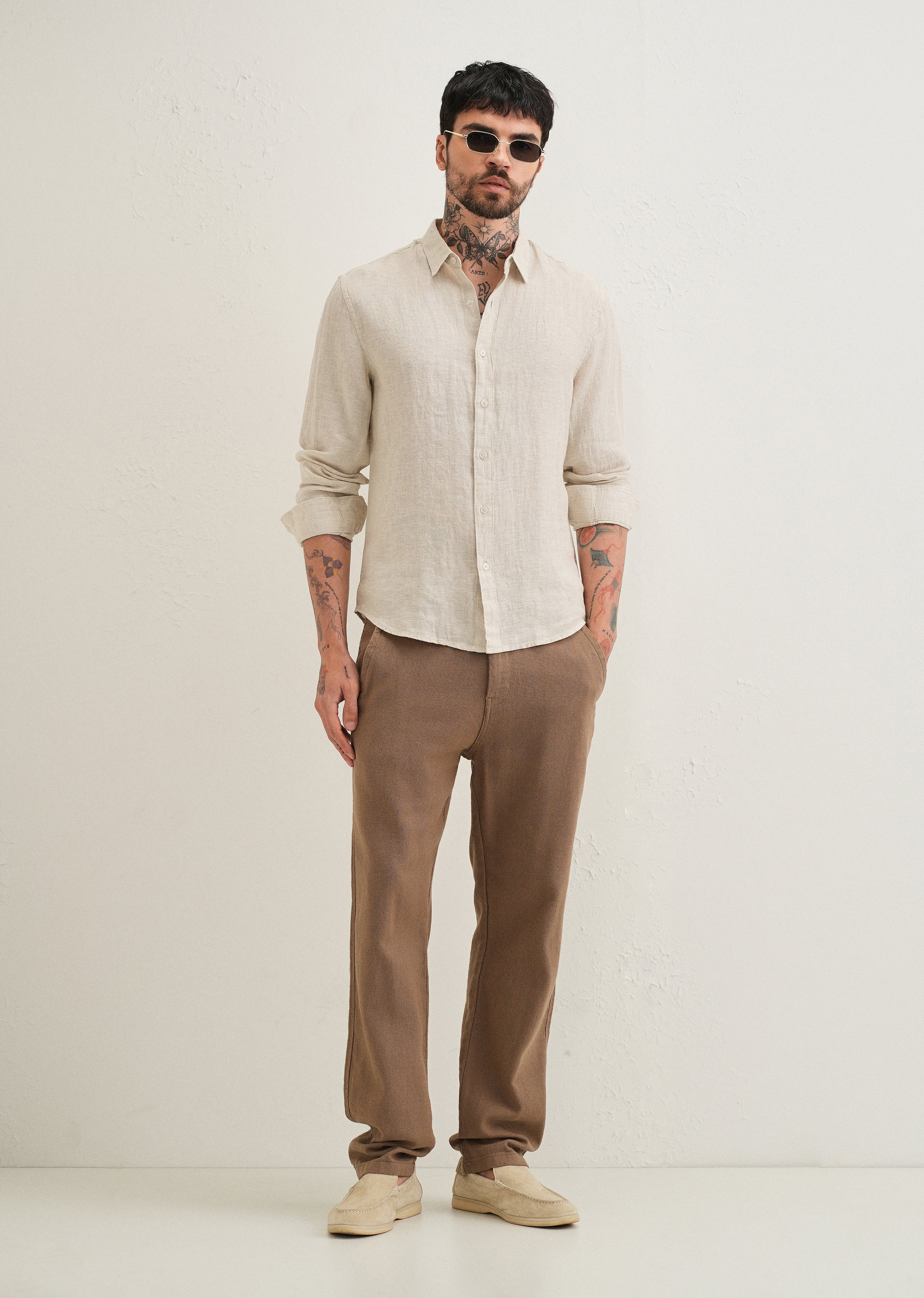 Light Beige Pure Linen Shirt