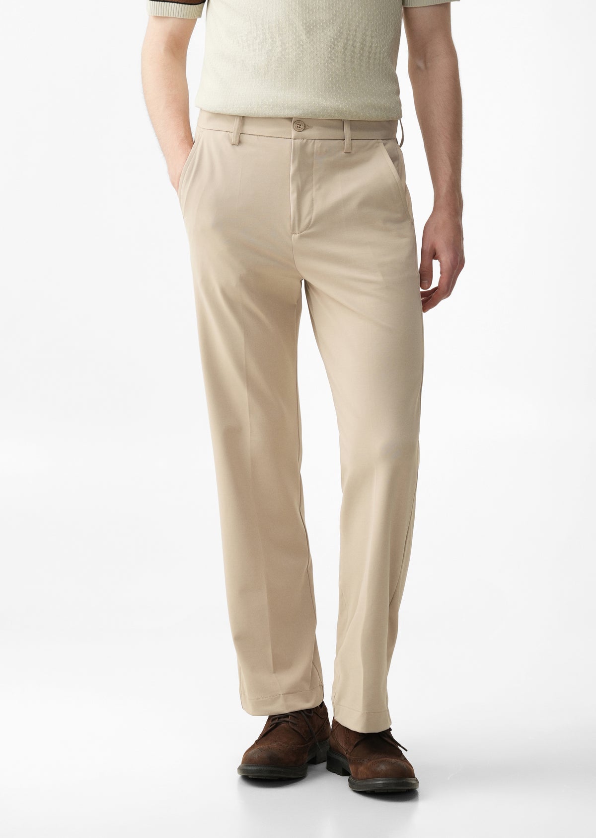 Beige Regular Fit Trouser