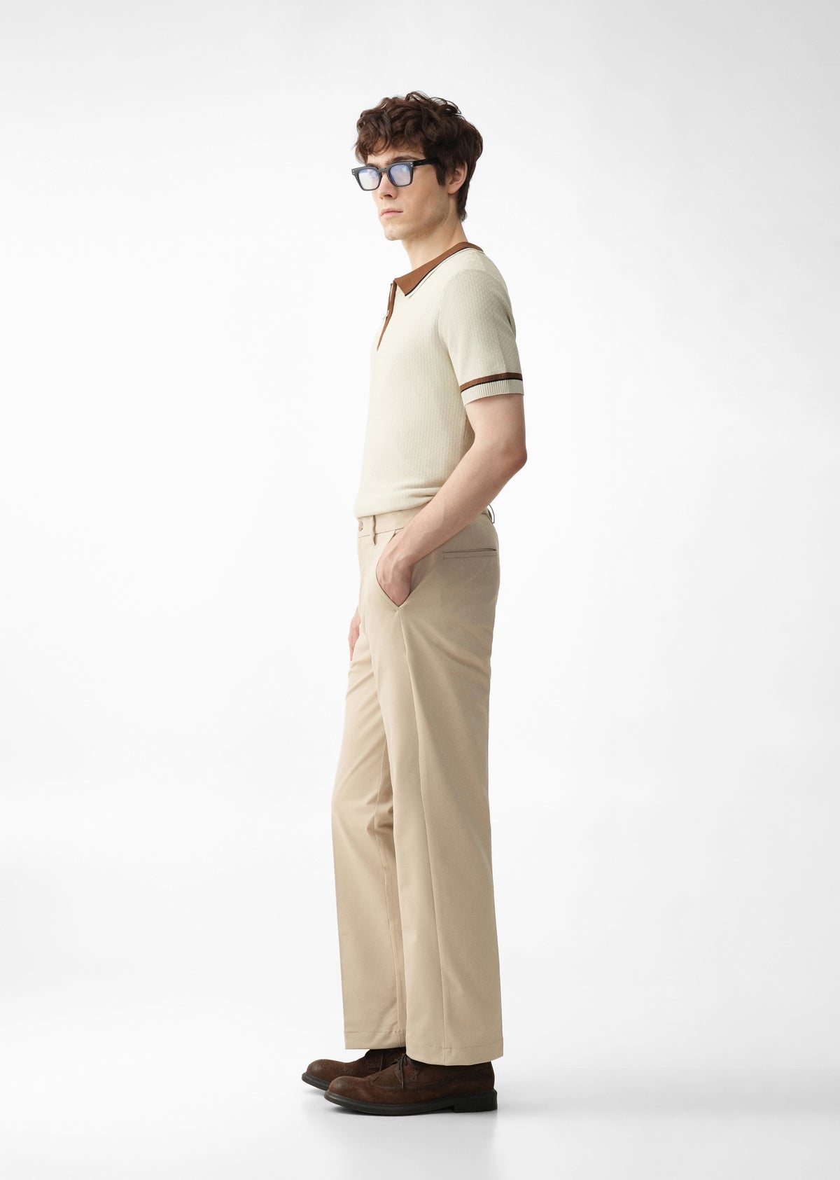 Beige Regular Fit Trouser