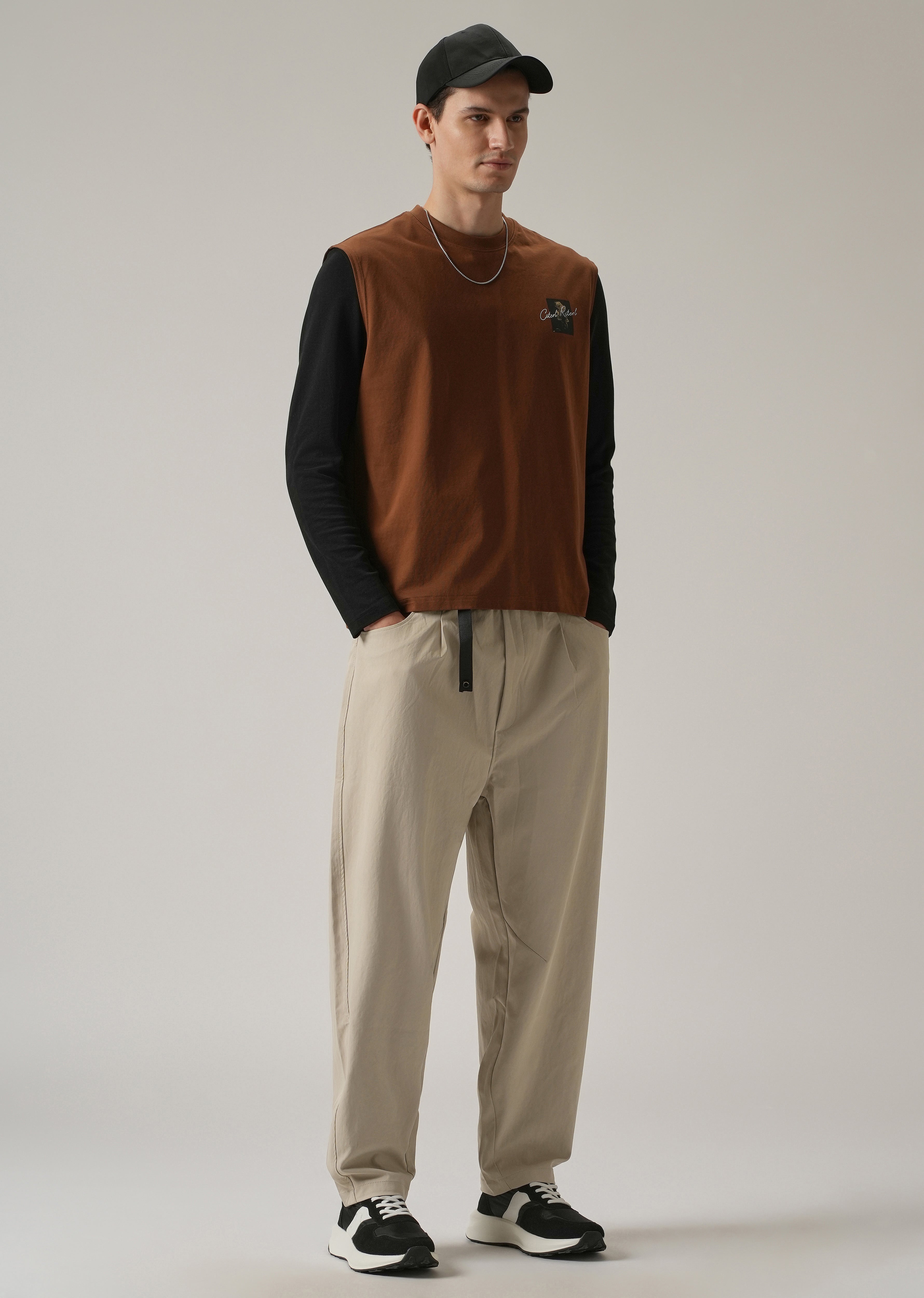 Beige Twill Relaxed Fit Pant