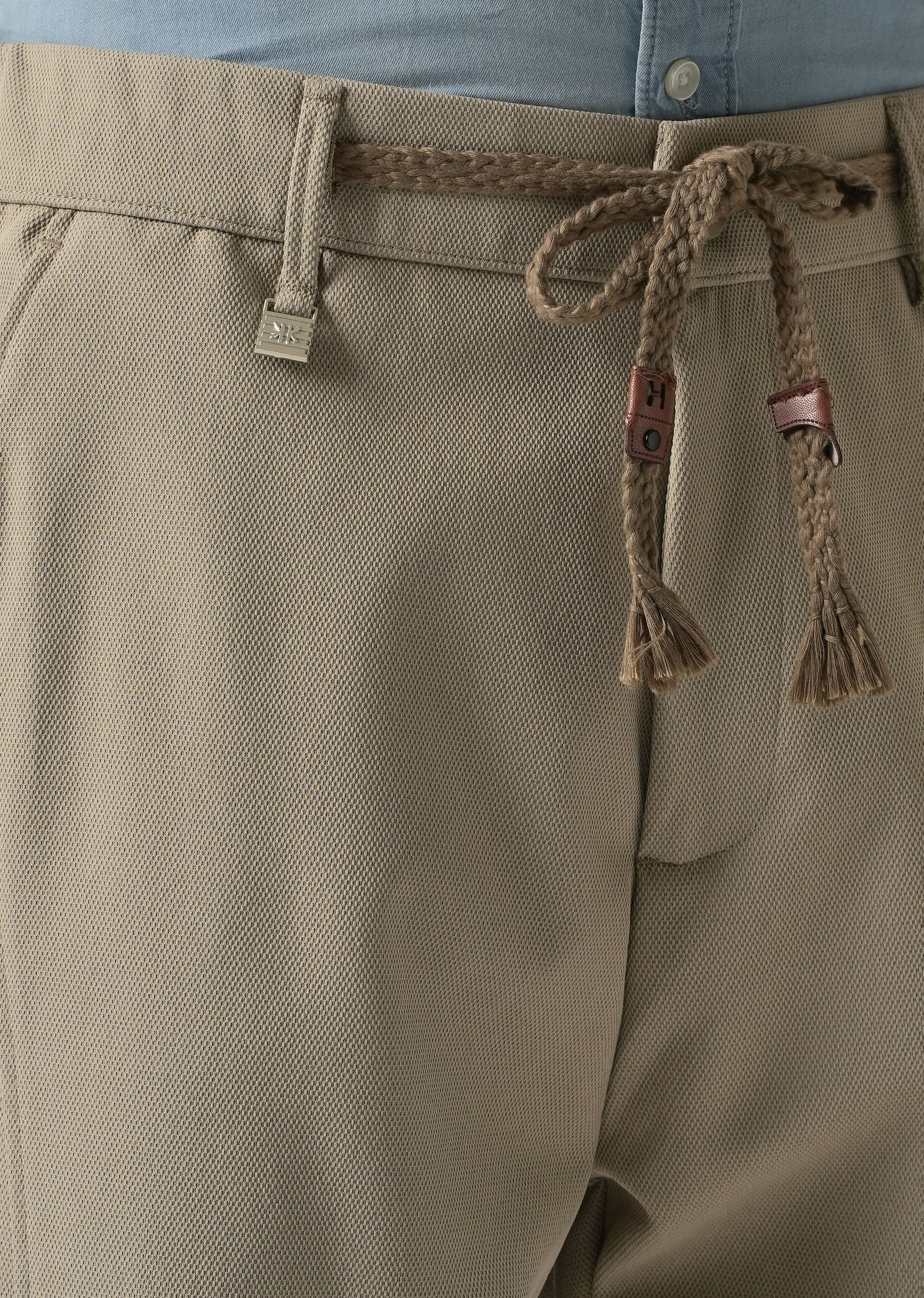 Beige Relaxed Fit Tie Waist Pant