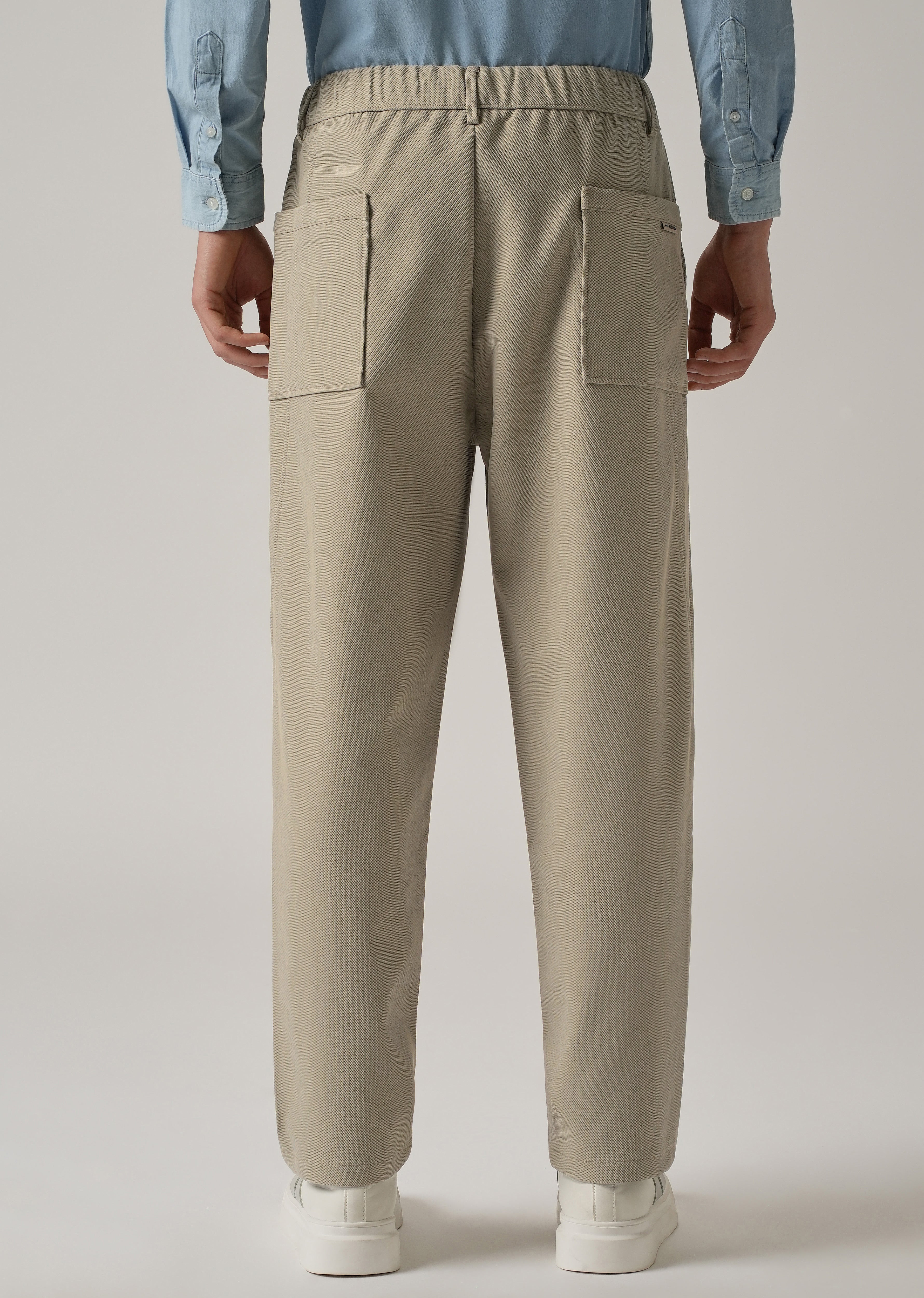 Beige Relaxed Fit Tie Waist Pant