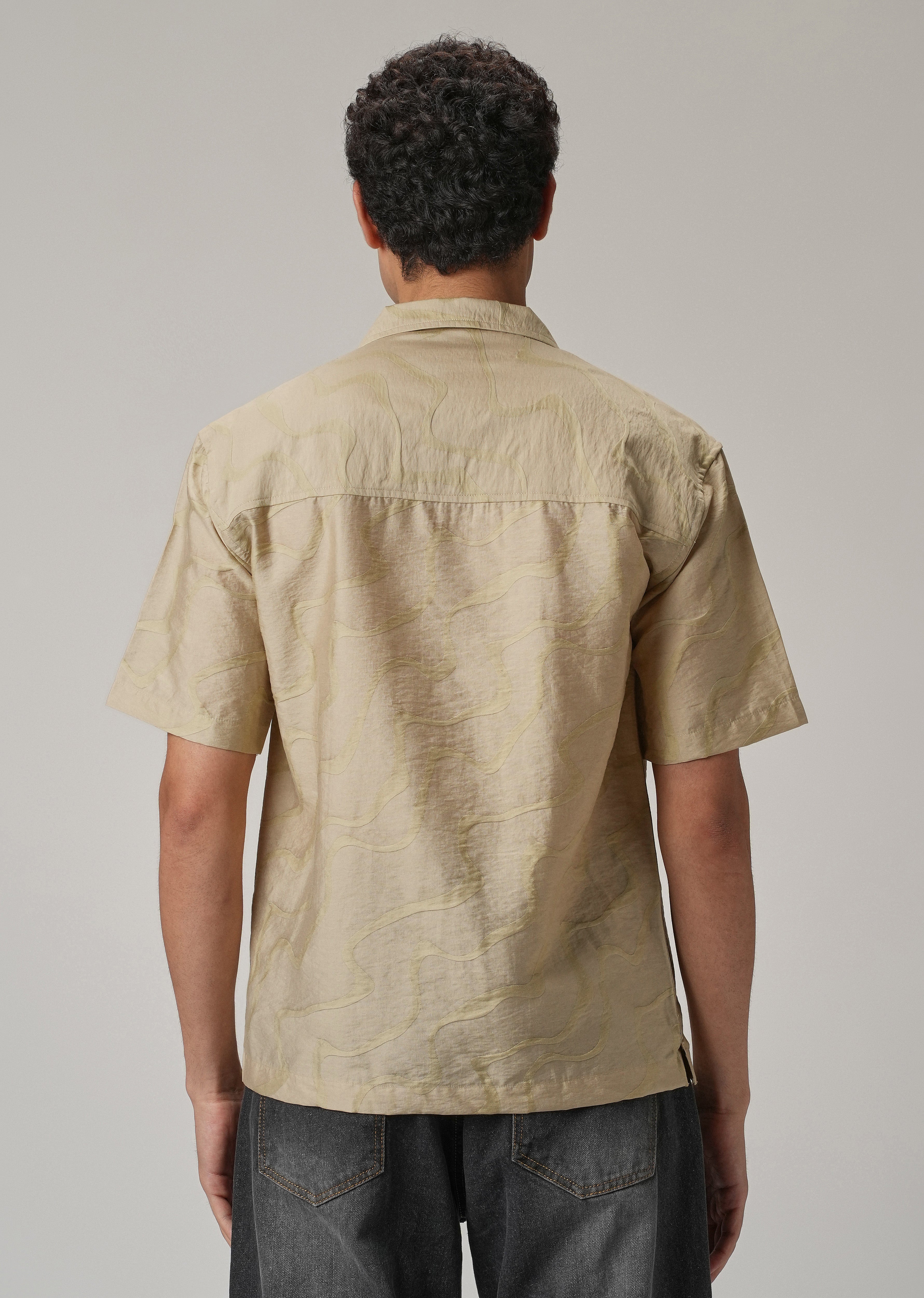 Beige Self Pattern Shirt