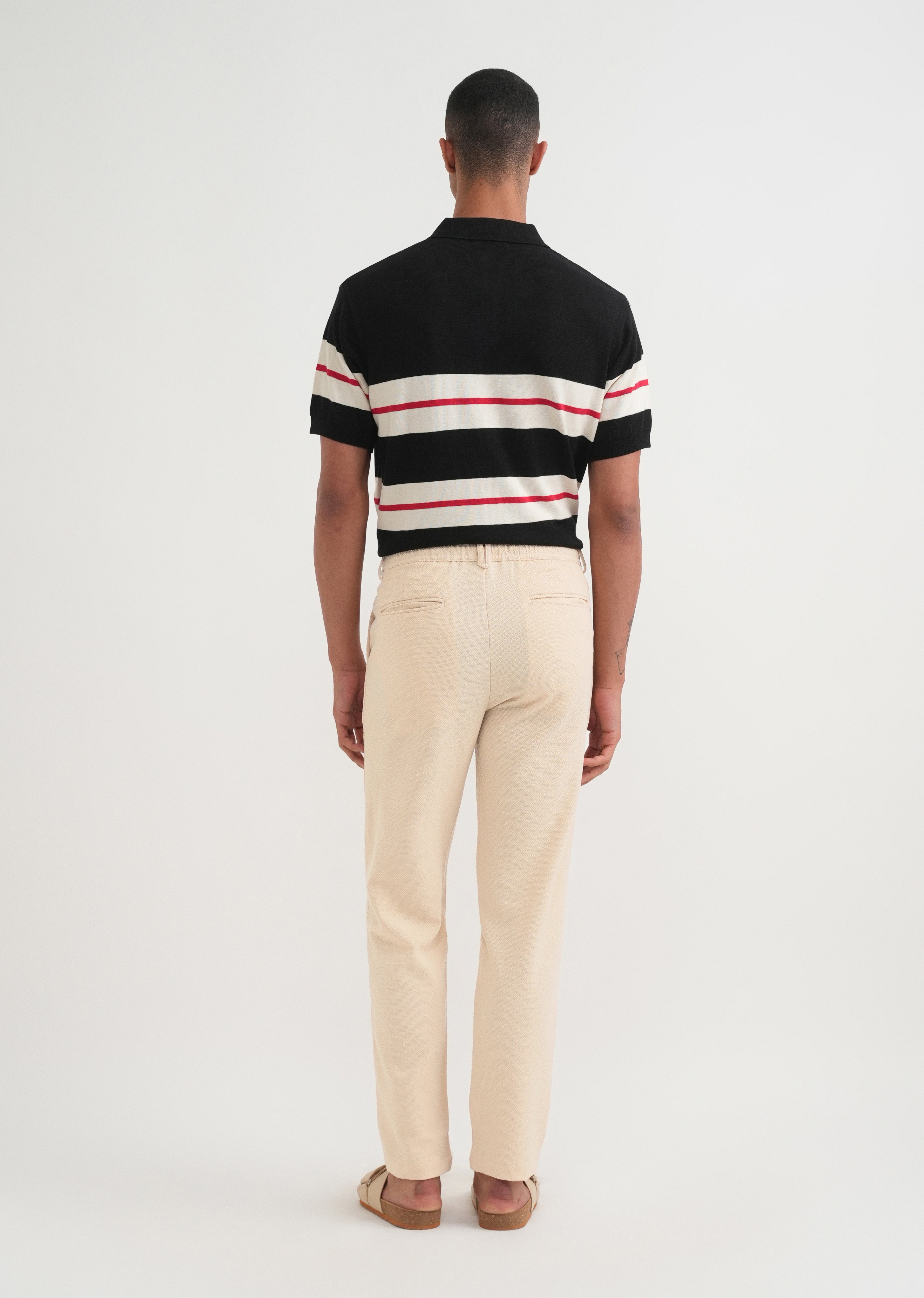 Beige Semi-Elasticated Textured Pant