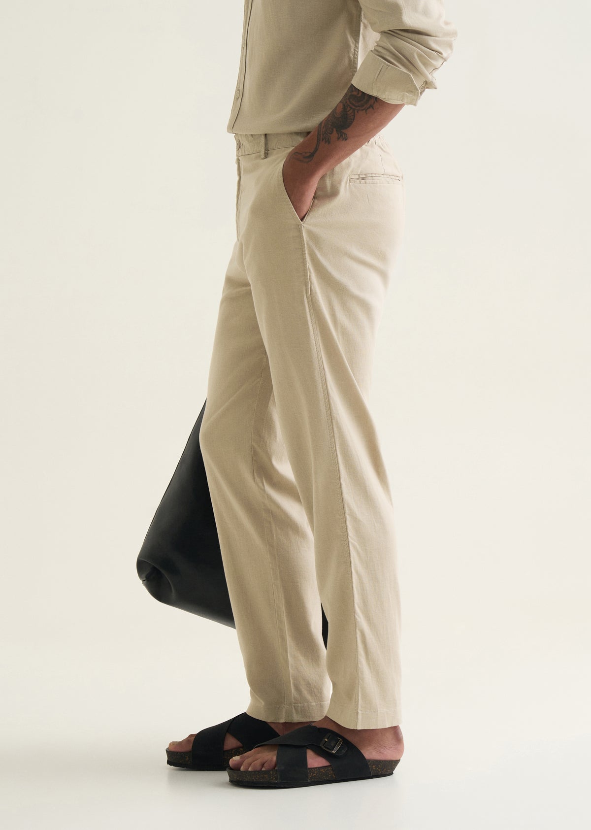Beige Semi-Elasticated Trouser