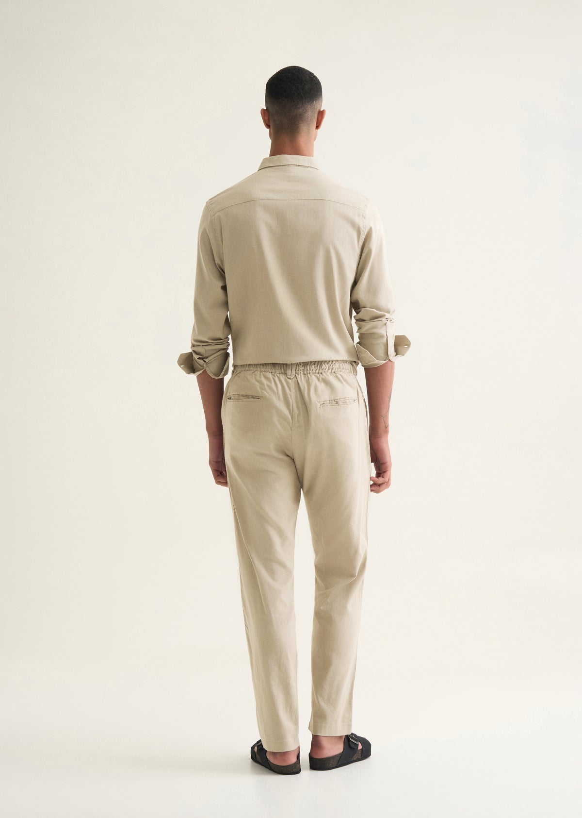 Beige Semi-Elasticated Trouser
