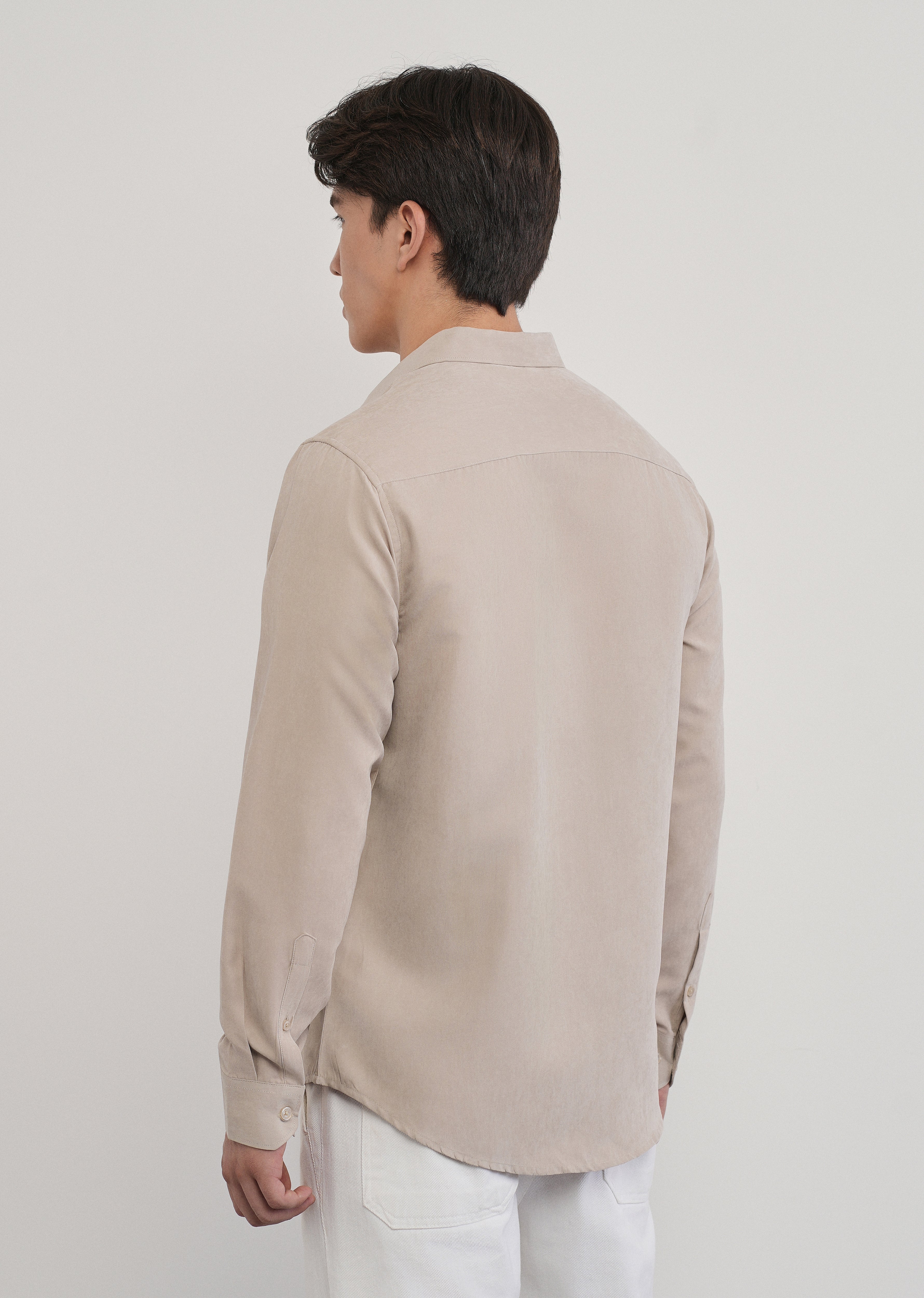 Beige Suede Plain Shirt