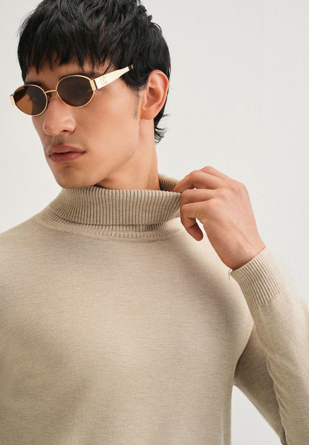 Beige Turtle-Neck Sweater