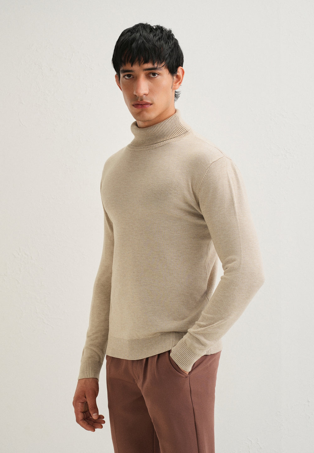 Beige Turtle-Neck Sweater