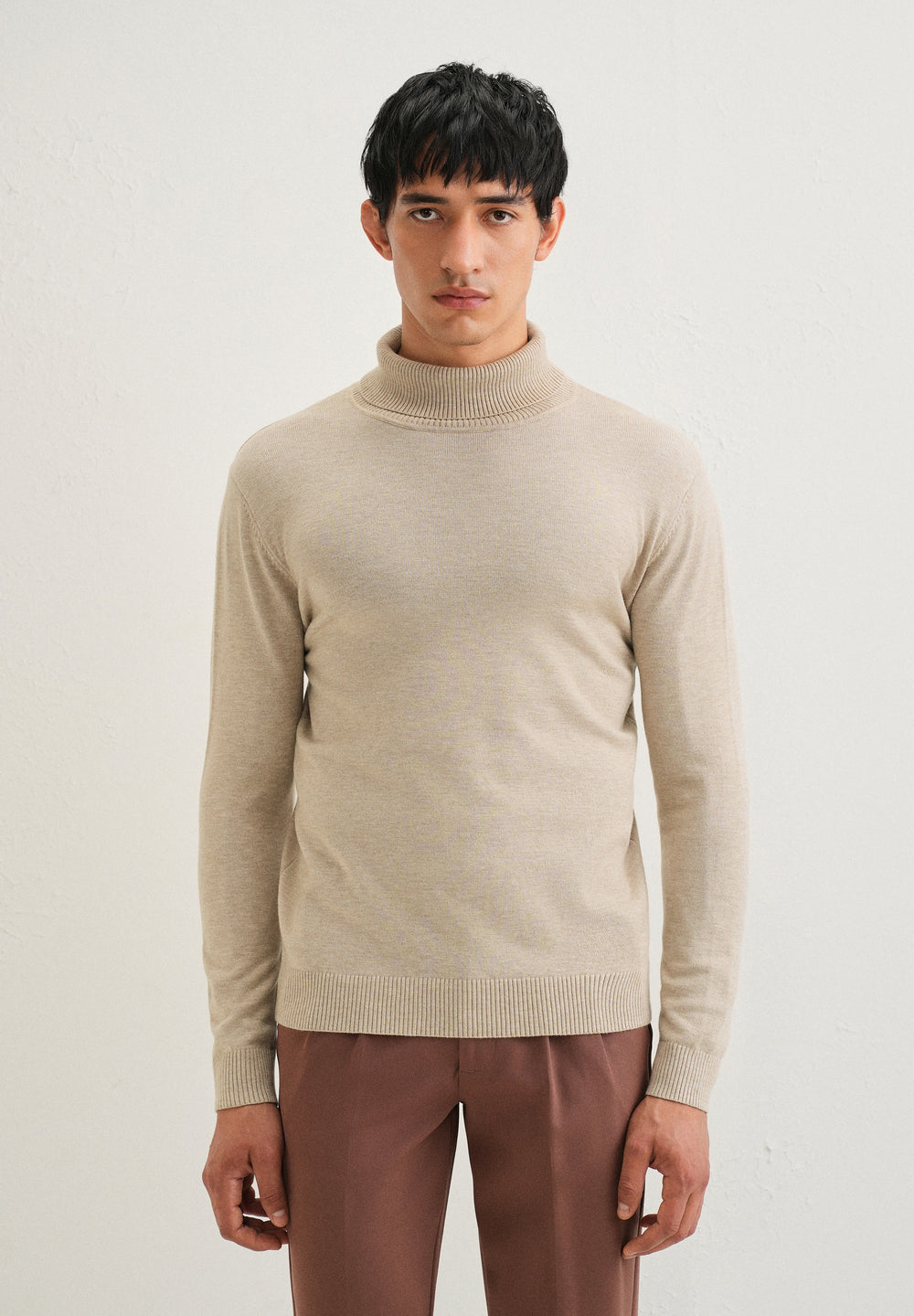 Beige Turtle-Neck Sweater