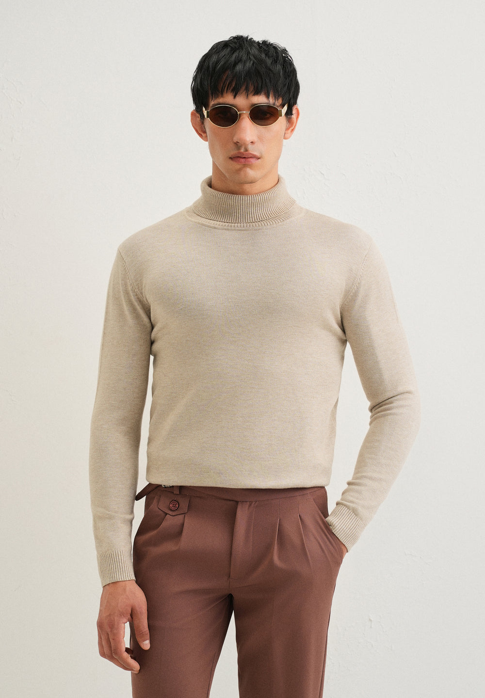 Beige Turtle-Neck Sweater