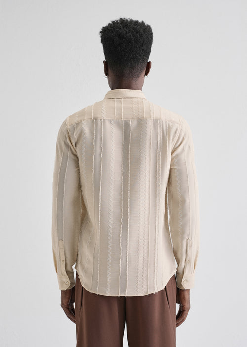 Beige Vertical Chevron Striped Shirt