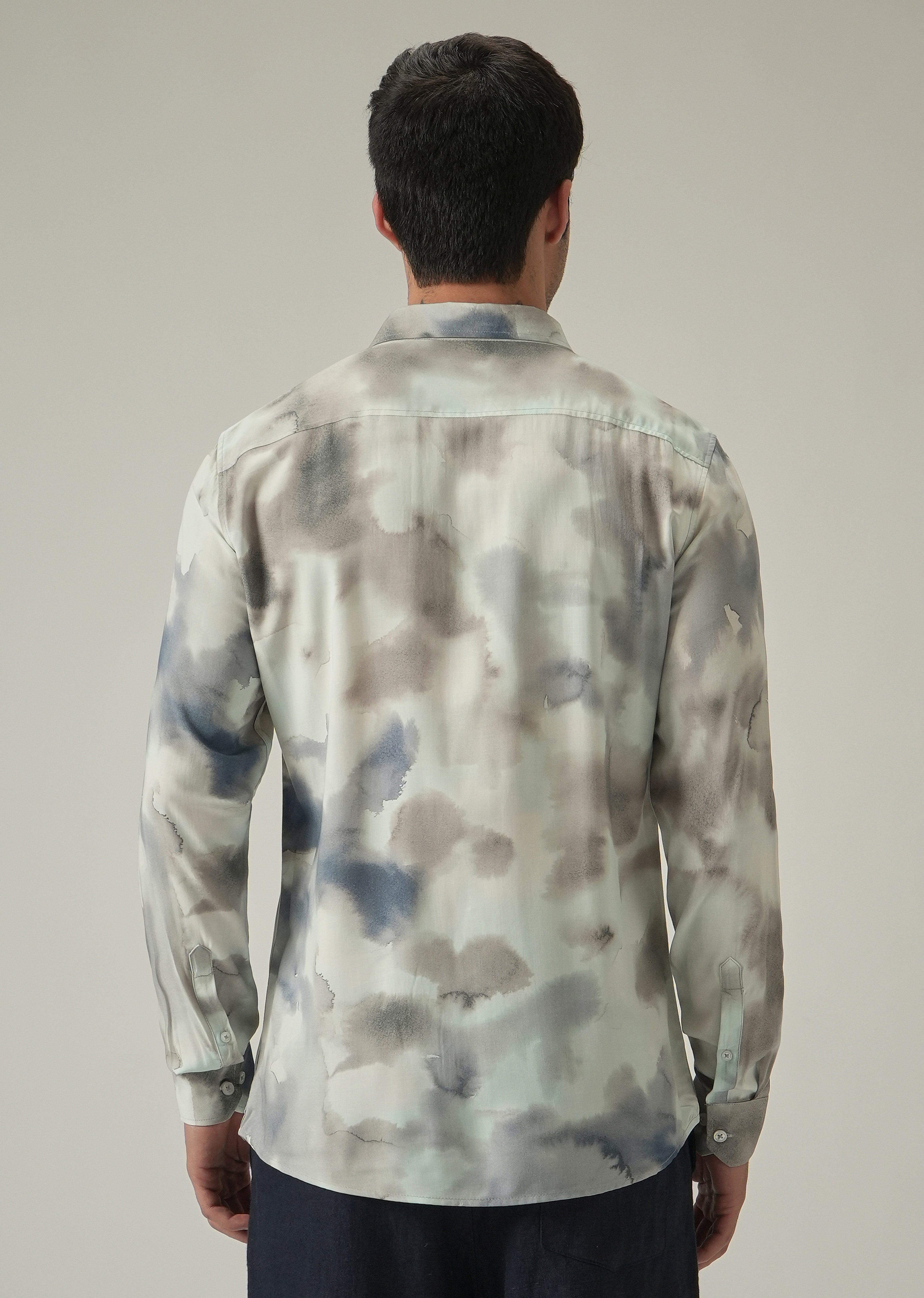 Beige Wash Print Shirt