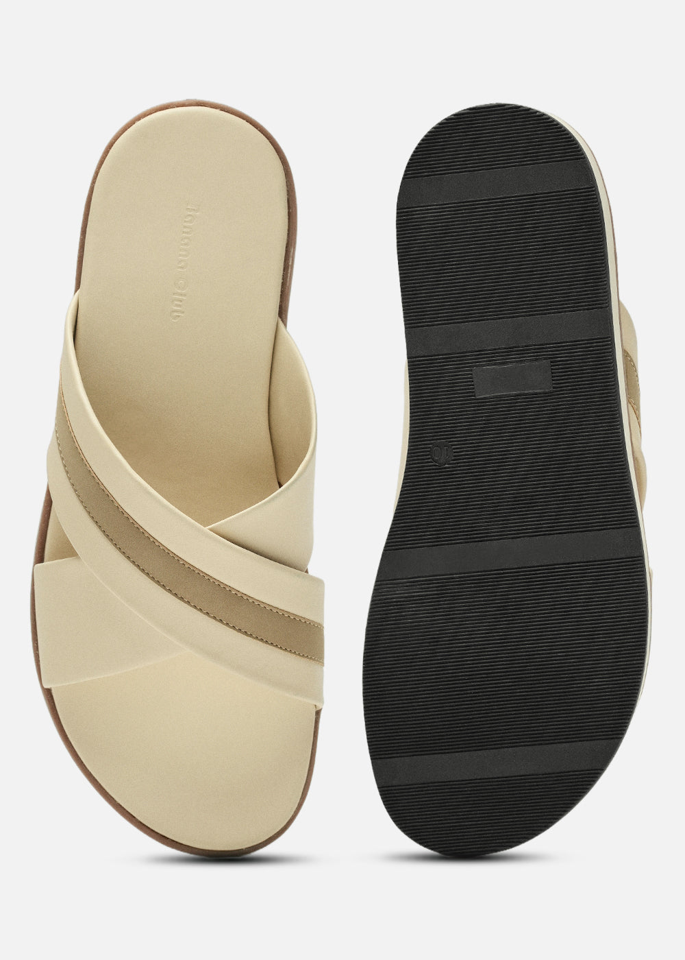 Beige Cross-Strap Comfort Sandals