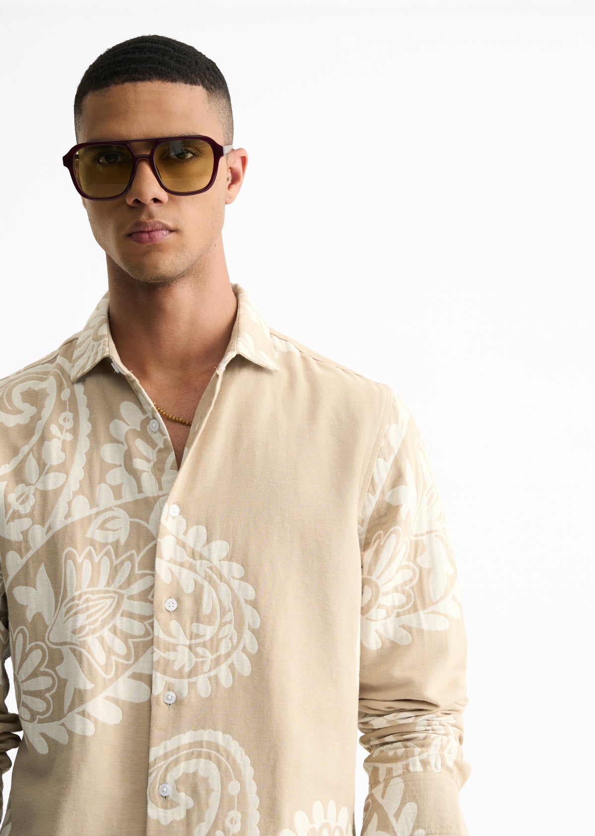 Beige Paisley Pattern Shirt