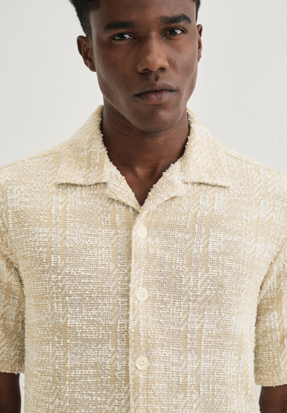 Beige Jacquard Knitted Shirt