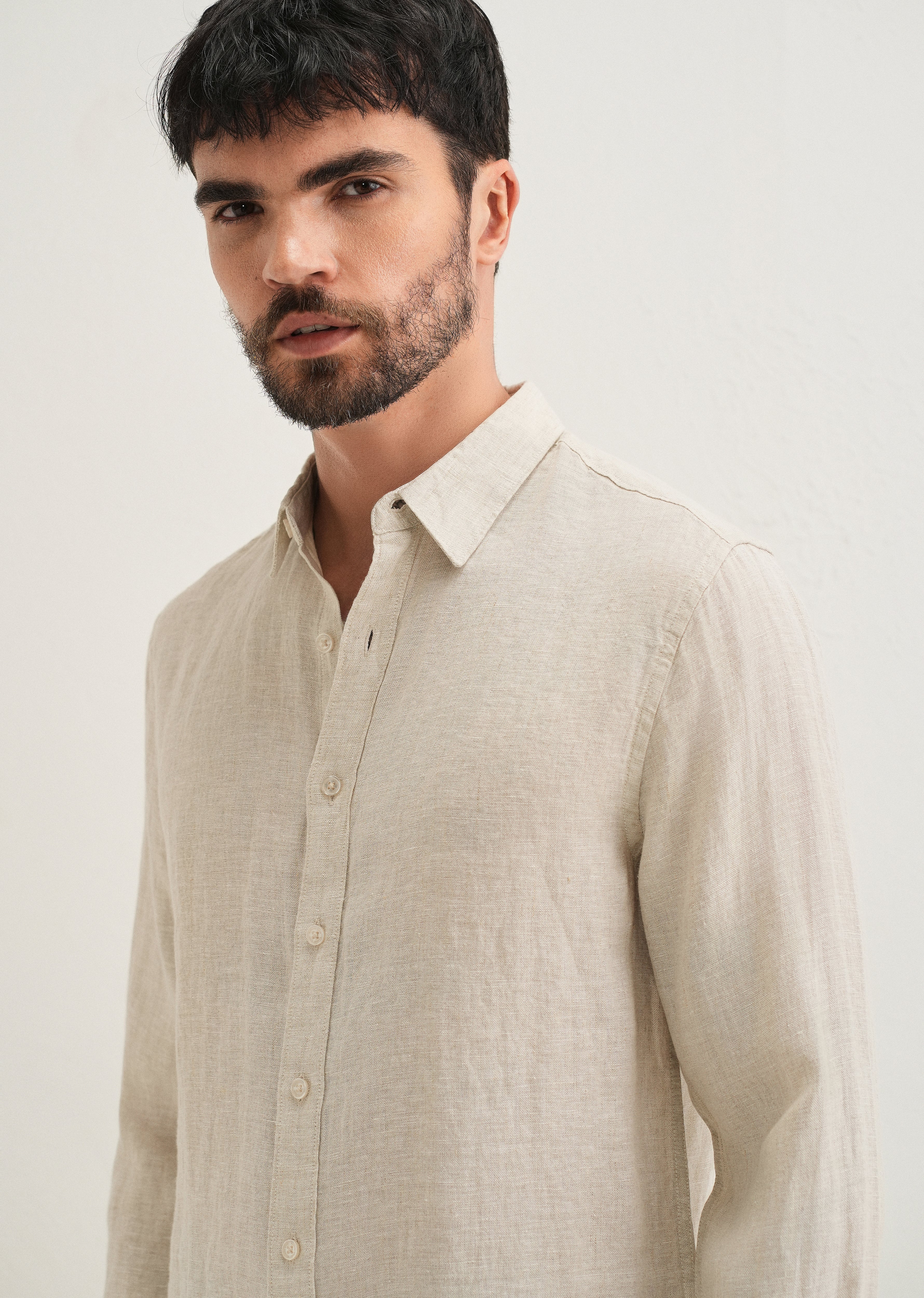 Light Beige Pure Linen Shirt