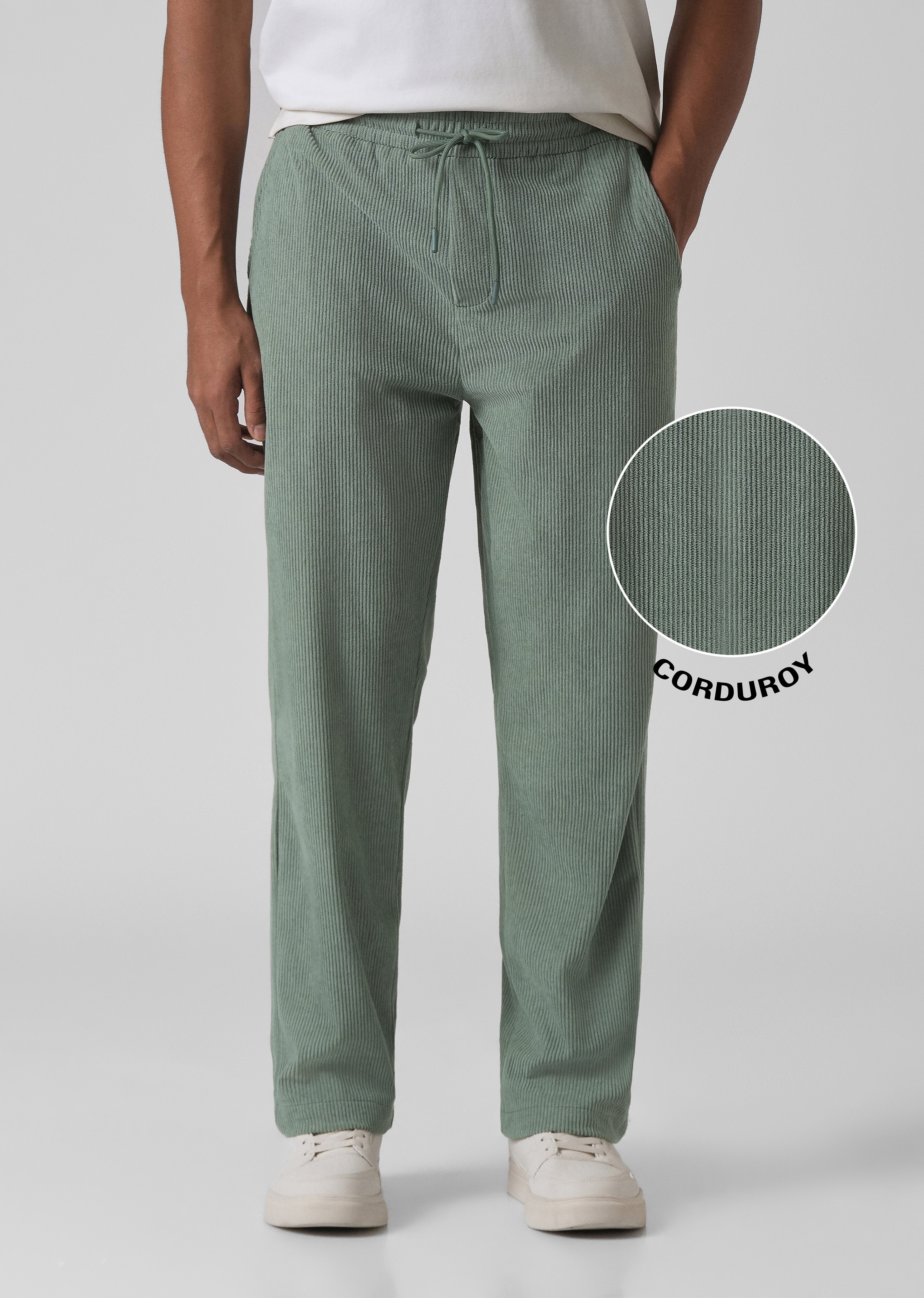 SPECIAL GUEST Trousers Front Flat Corduroy Fit Straight Green HOMME SELECTED Buy グリーン pants corduroy K.K. パンツ