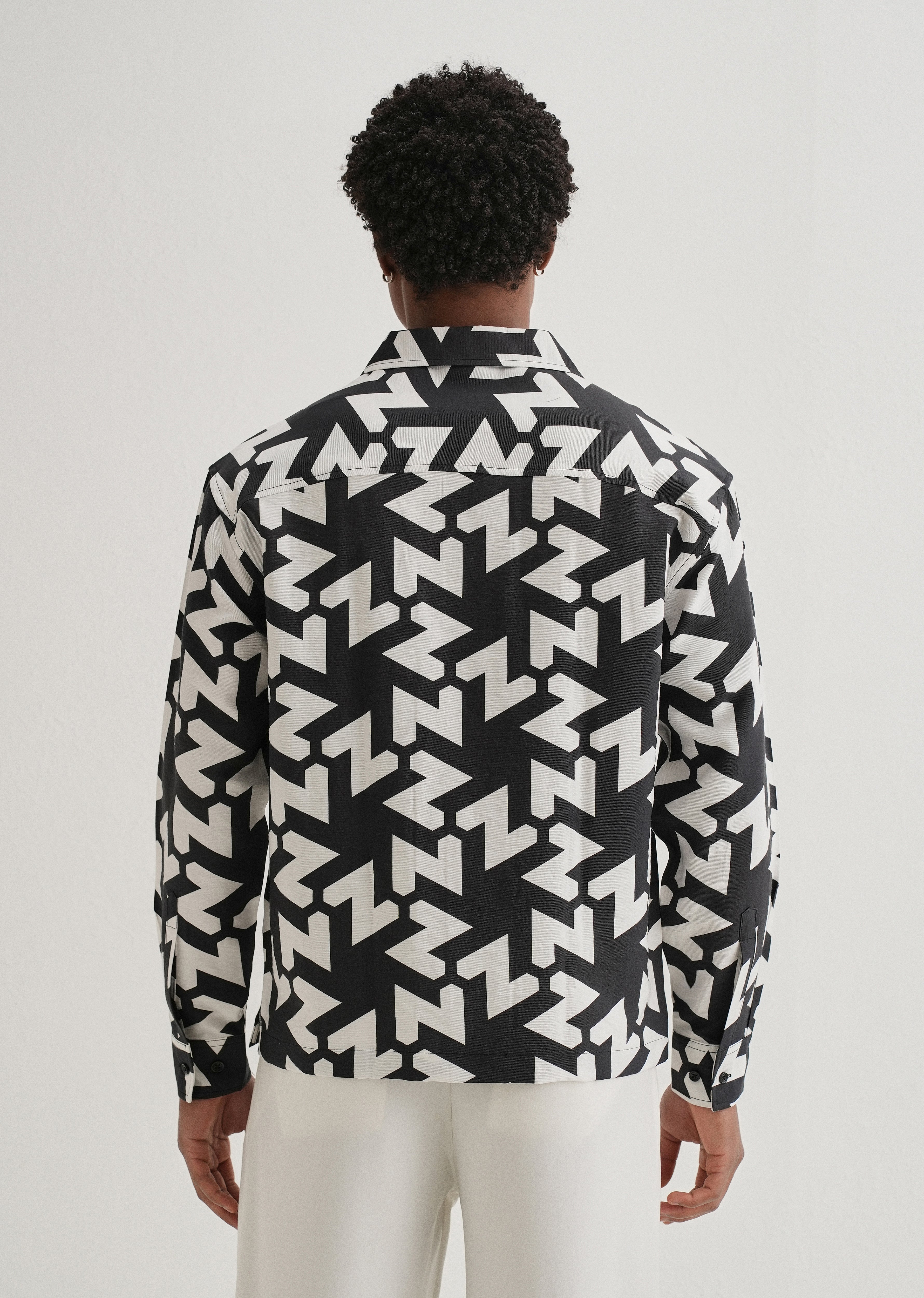 Black Abstract Chevron Pattern Printed Shirt