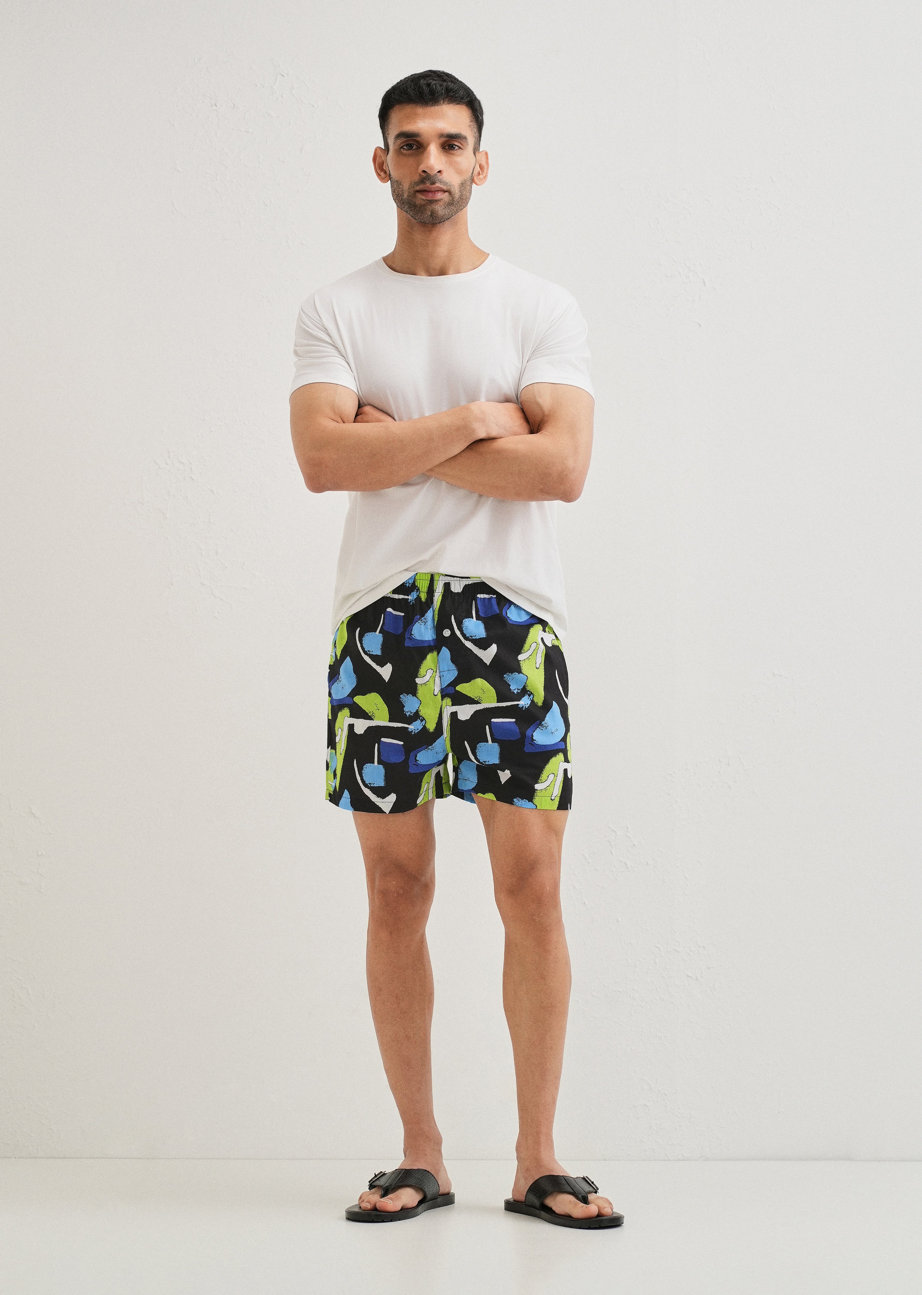 Black Abstract Colour Printed Boxer