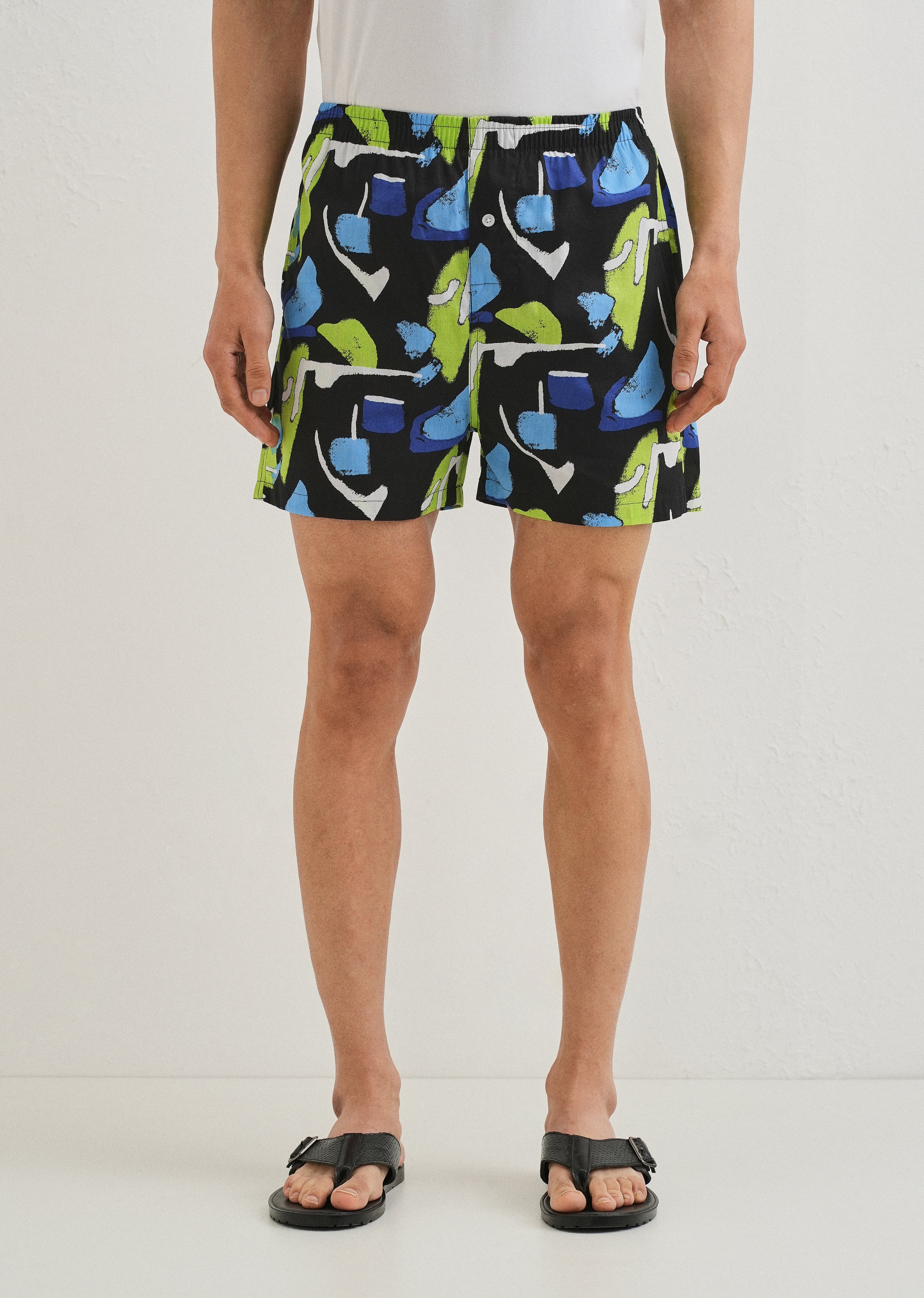 Black Abstract Colour Printed Boxer
