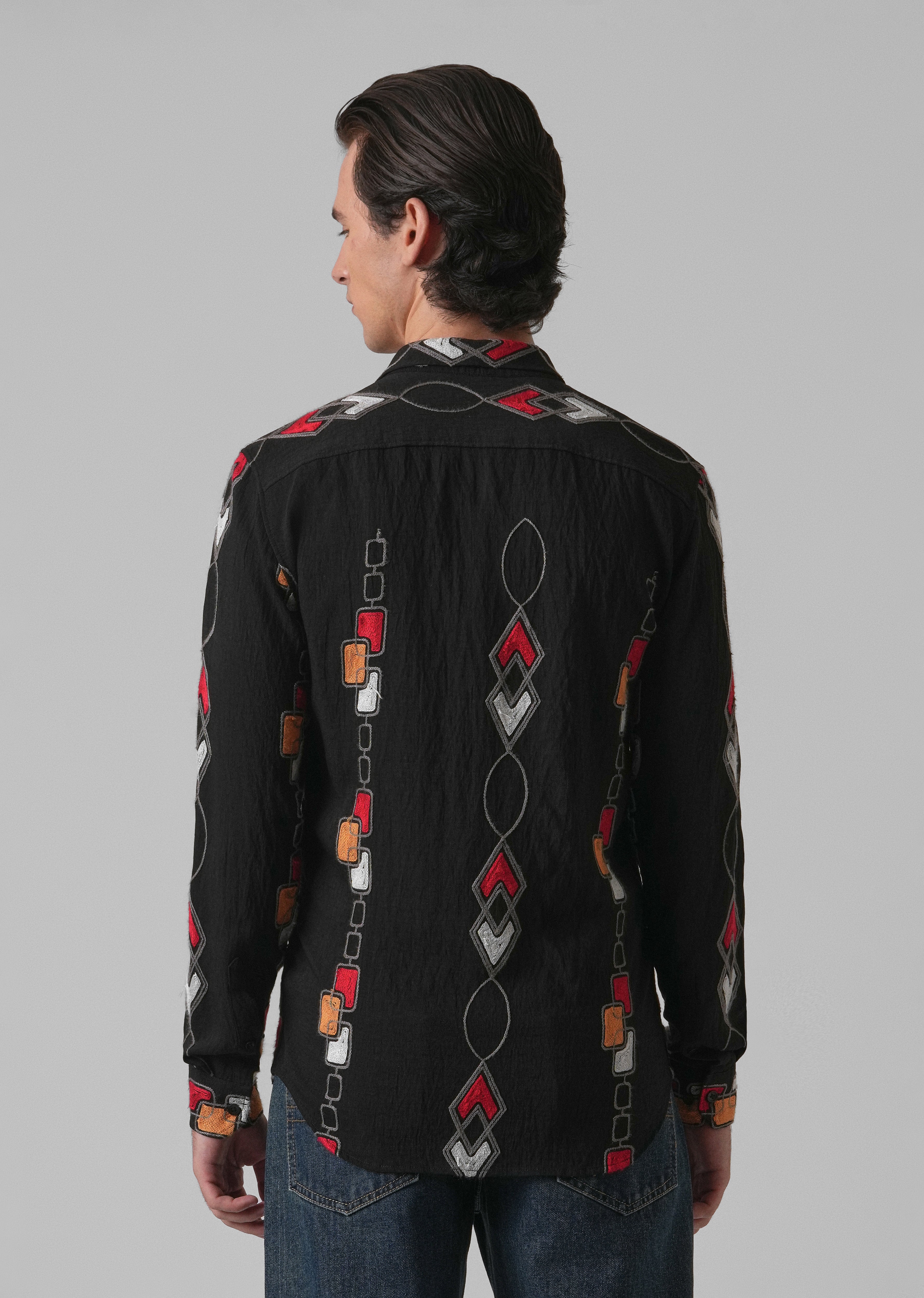 Black Abstract Embroidered Shirt