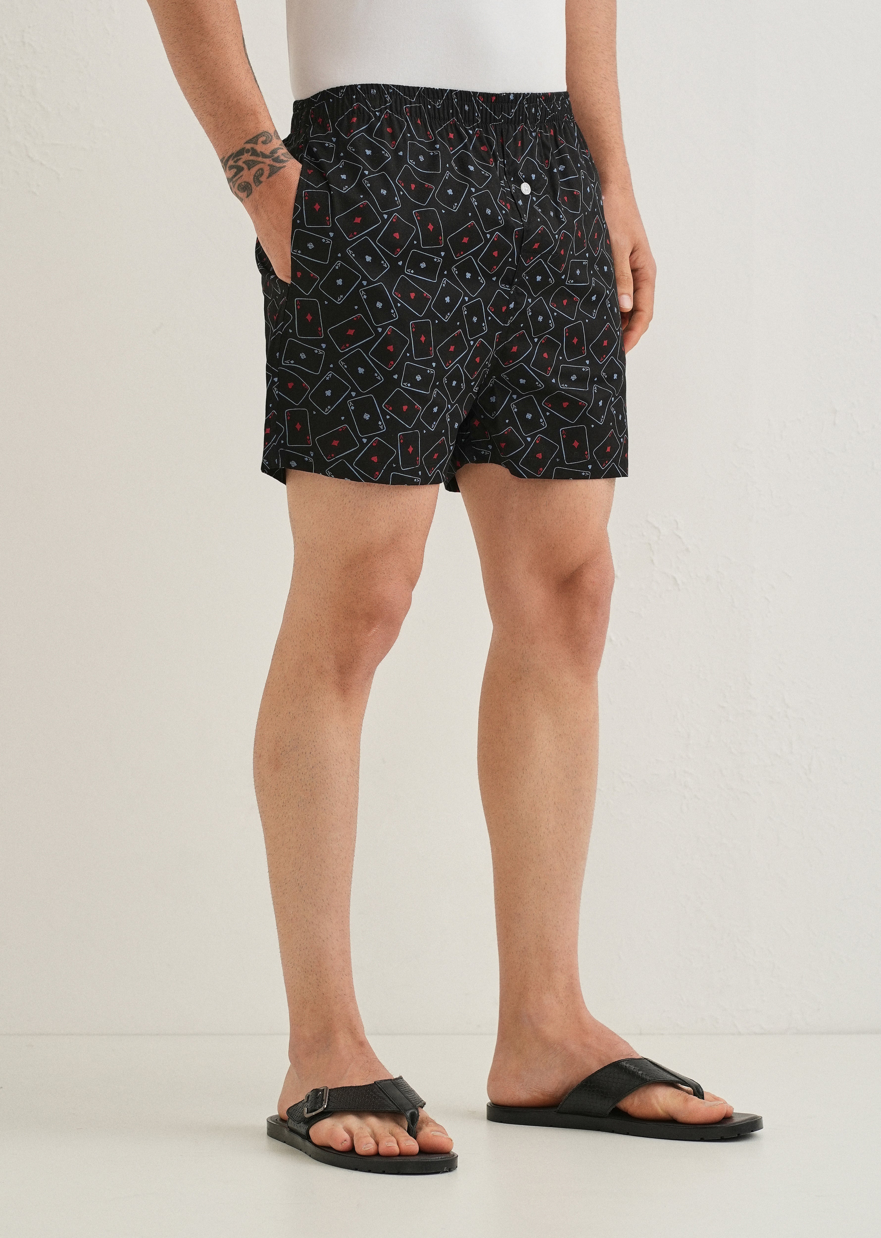 Black Ace Card Printed Boxer