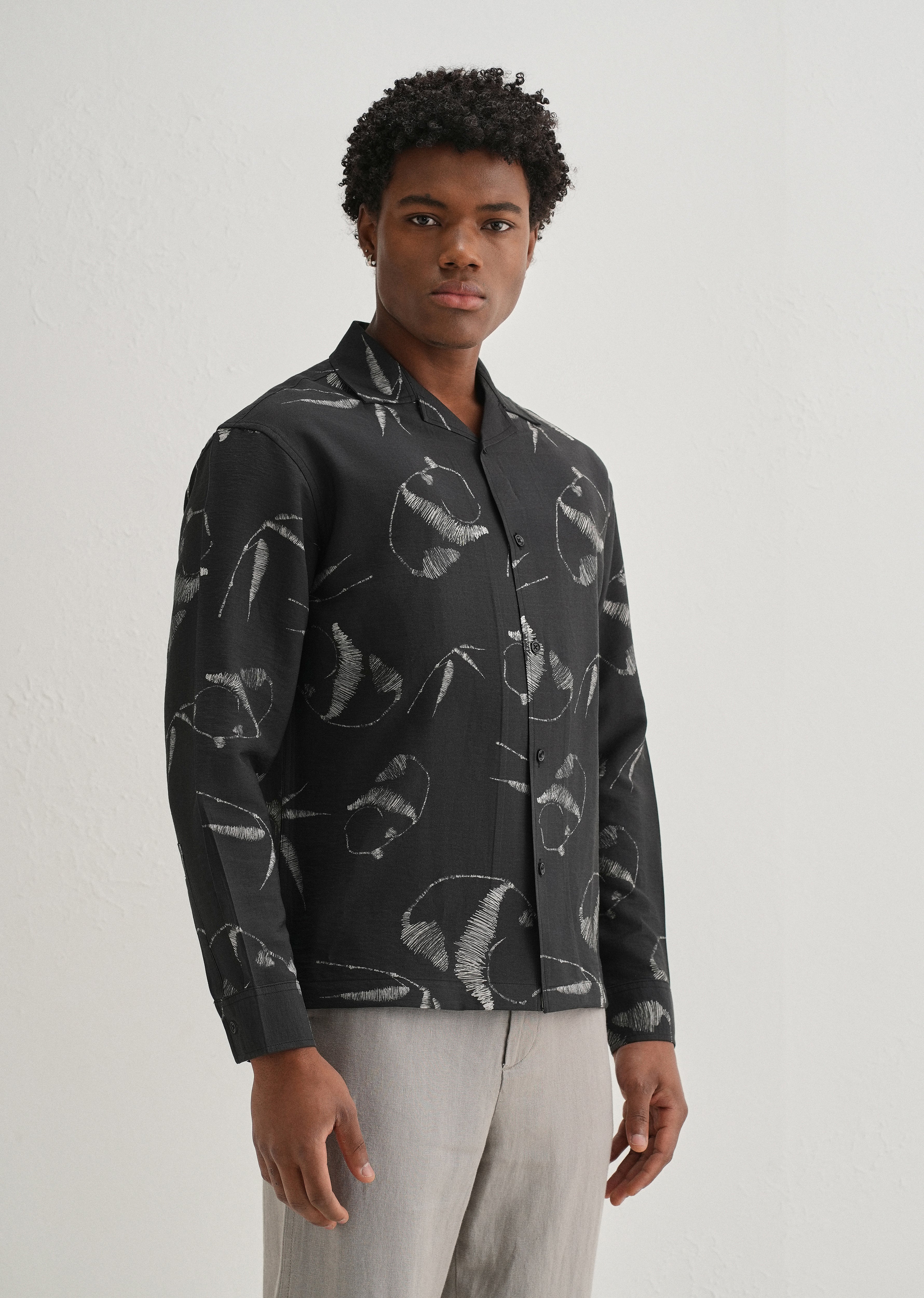 Black Artistic Printed Shirt