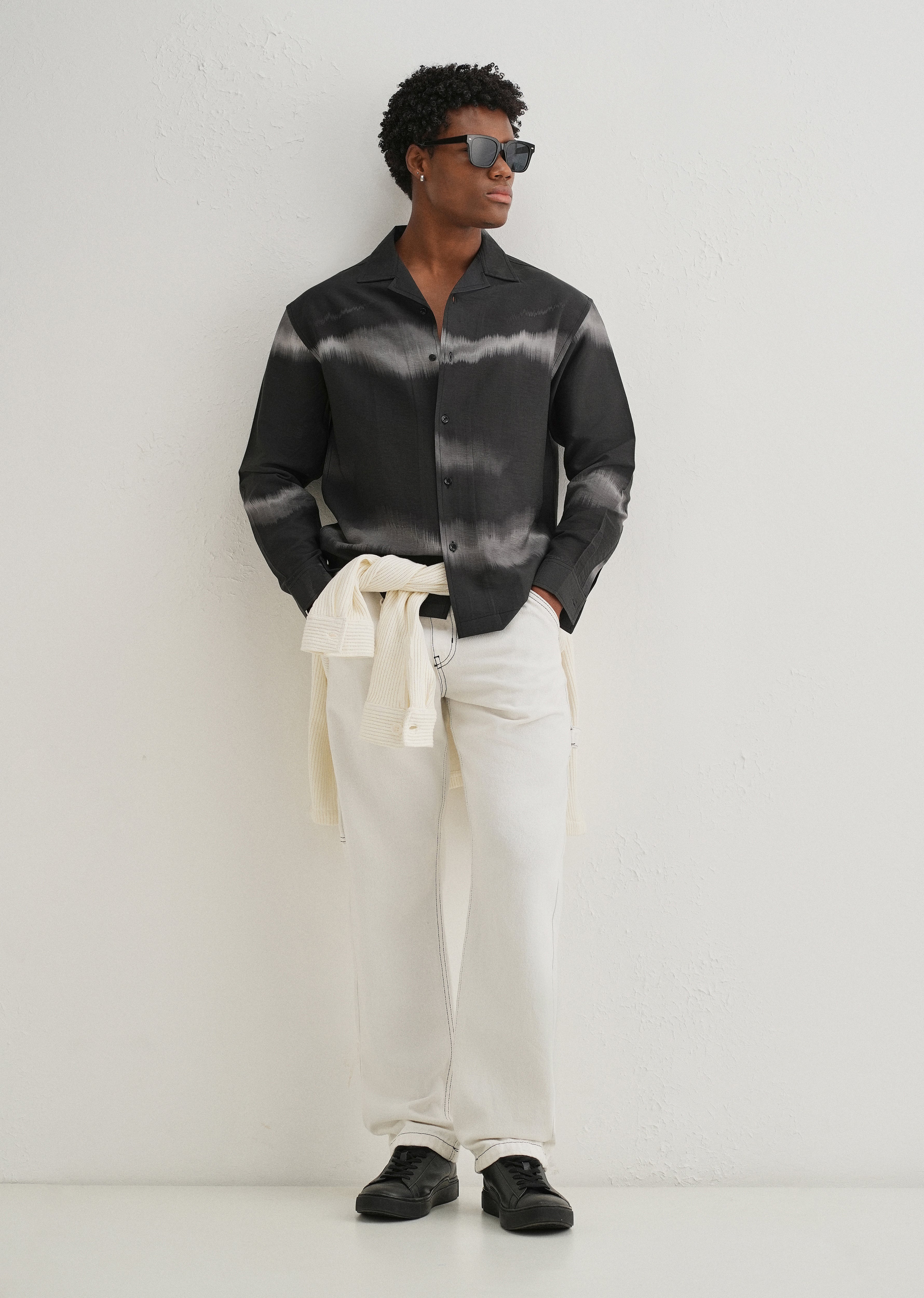 Black Ash Wave Printed Shirt